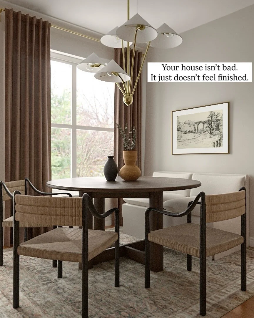 You don&rsquo;t actually need more throw pillows.

You need someone to tell you what goes where and why.

Most of the people who hire me for e-design aren&rsquo;t clueless. They have good taste. They save inspiration. They care about their homes.

Th