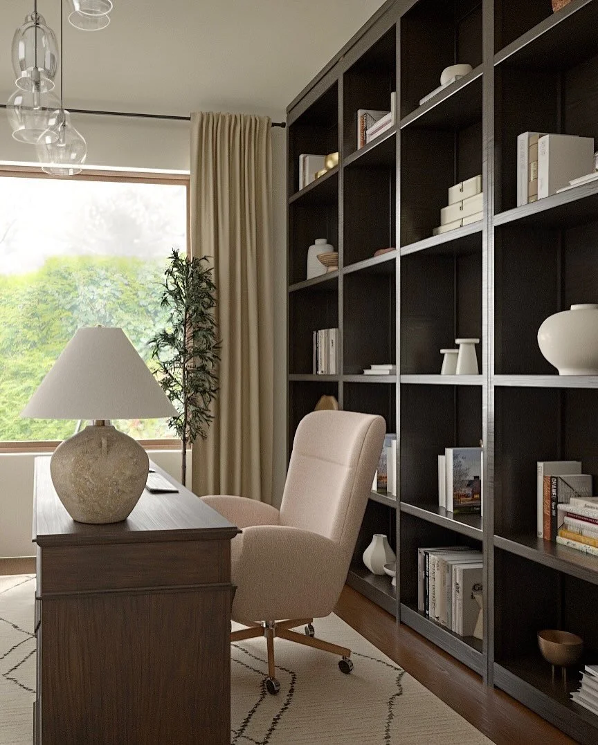 Dark or original wood?

We put together both options for these built-ins so the client could really see it before making a call.

Painting them darker or the original wood. 

A decision has been made but I&rsquo;m curious where you land. 
What are yo