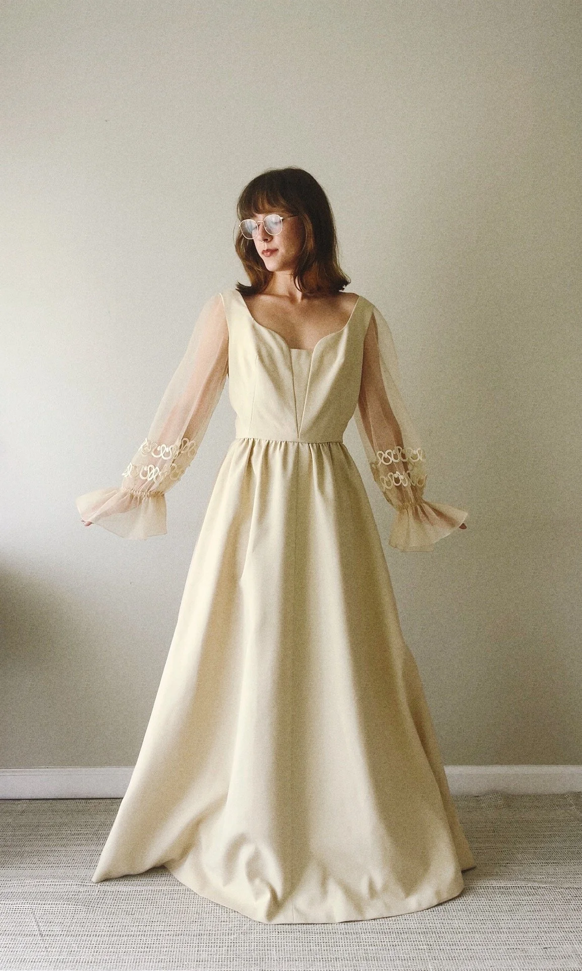 70s Bishop Sleeve Gown Nude