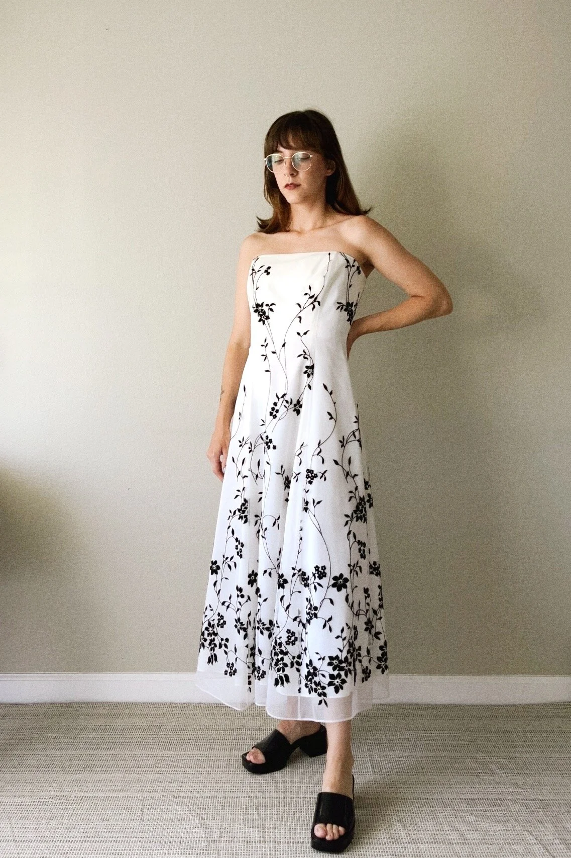 90s Chic Floral Dress White
