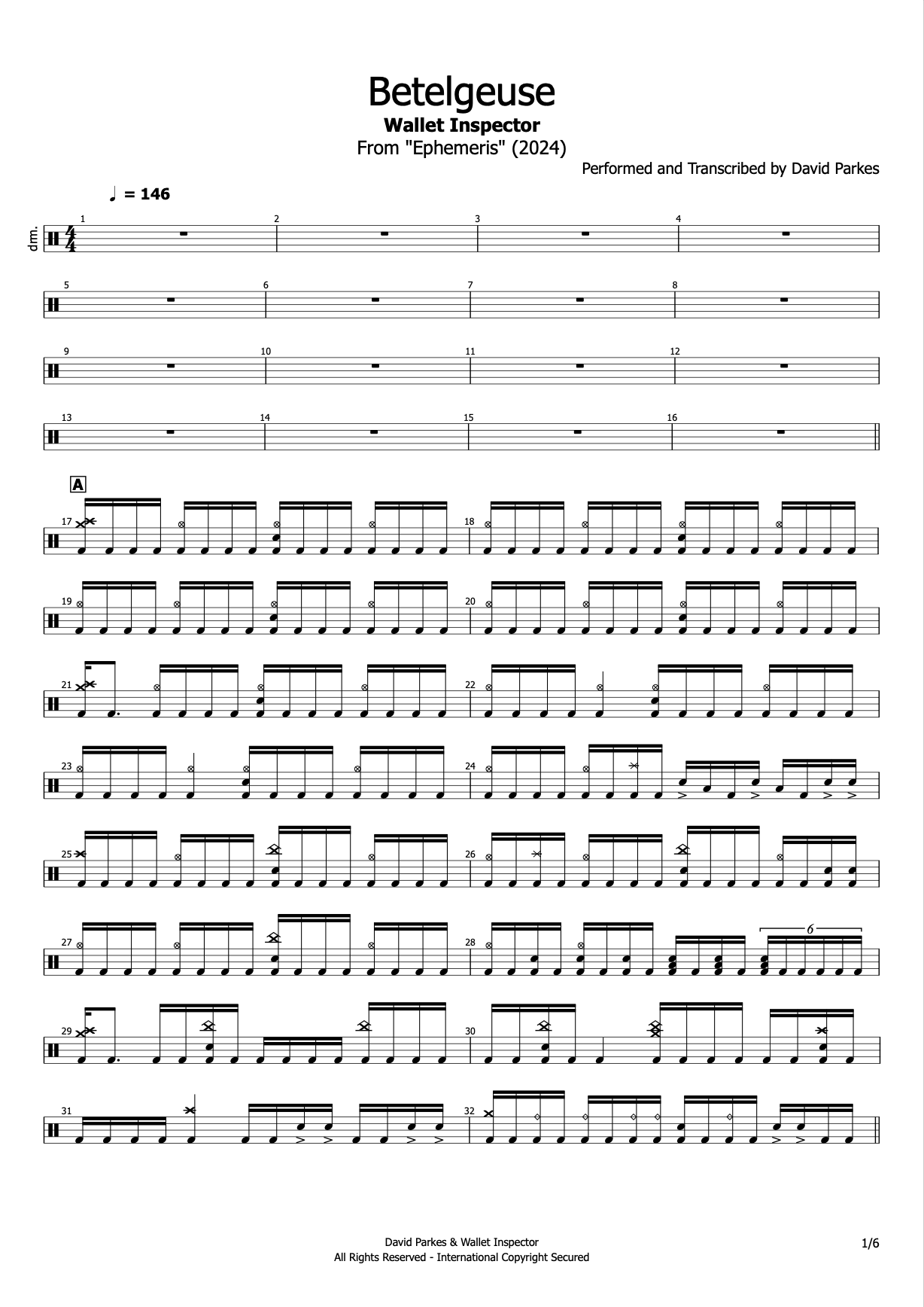 "Betelgeuse" - Wallet Inspector Drum Transcription