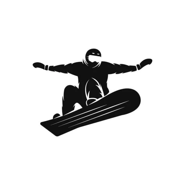 Silhouette of a person snowboarding in mid-air.