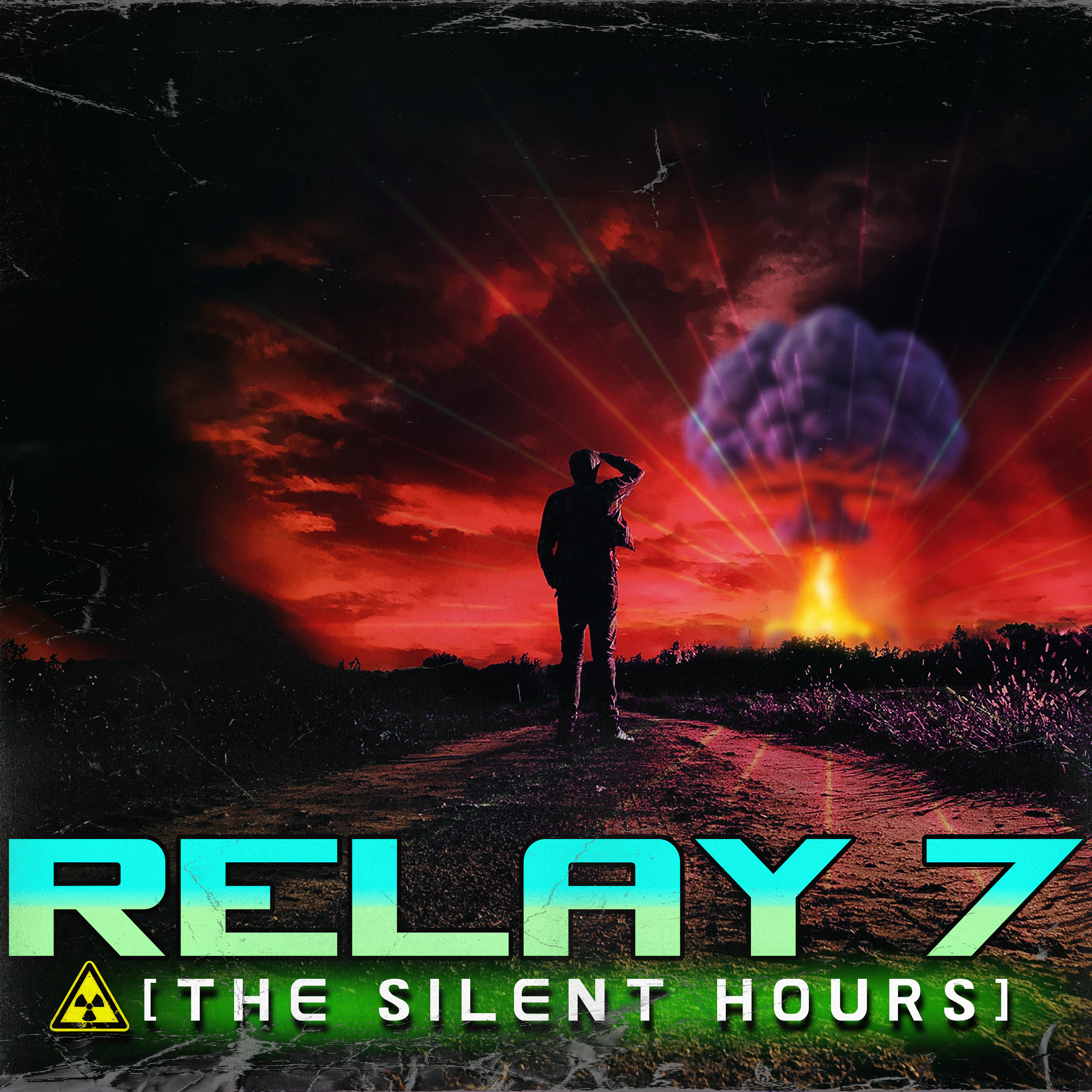 A person standing outdoors at sunset or sunrise, looking at a colorful sky with clouds and light beams, with the words 'RELEASE THE SILENT HOURS' overlaid.