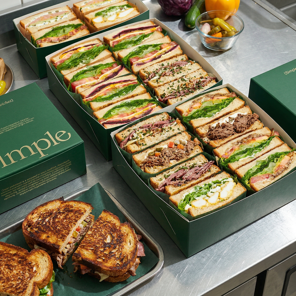 Catering-Box mit geschnittenen Simple Sandwiches