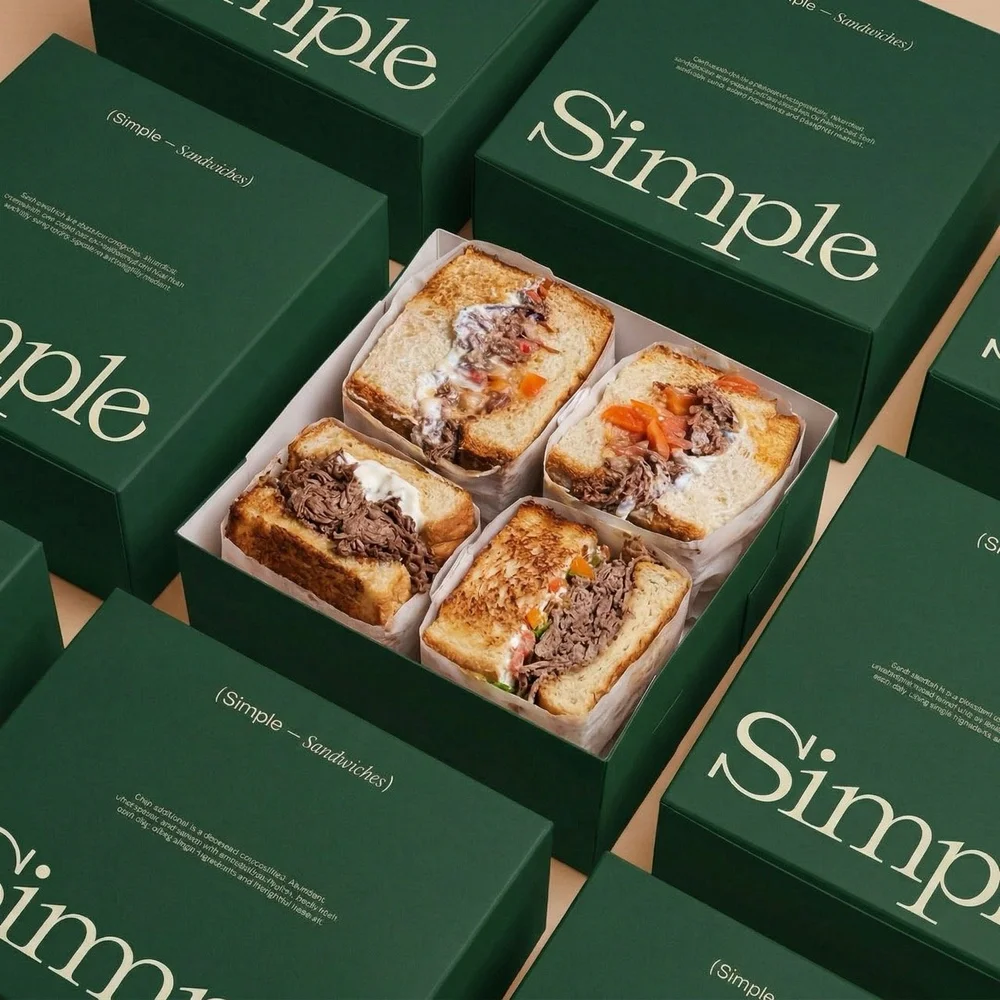 Simple Sandwiches in grünen Boxen