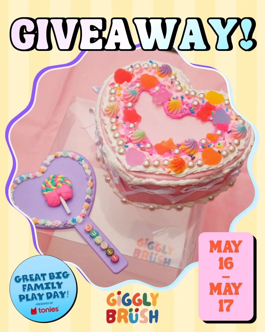 🎉 GIVEAWAY CLOSED 🎉

We&rsquo;re so excited to bring our fun activities to the Great Big Family Play Day! 💖✨

We&rsquo;re giving 2 lucky families a chance to win a Family Pack Ticket + Complimentary Giggly Brush Activity🥳

Come join us for:
💖 De