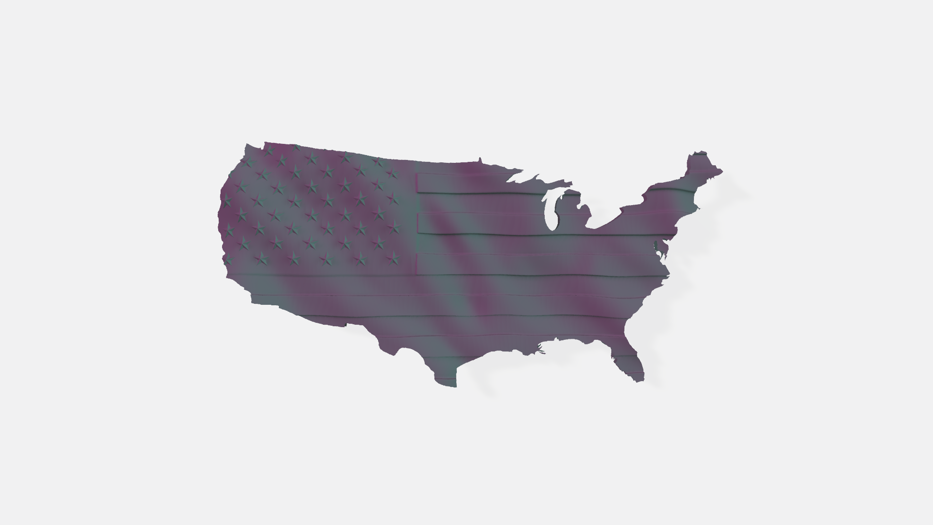 USA Flag Map Waved Pine Wood