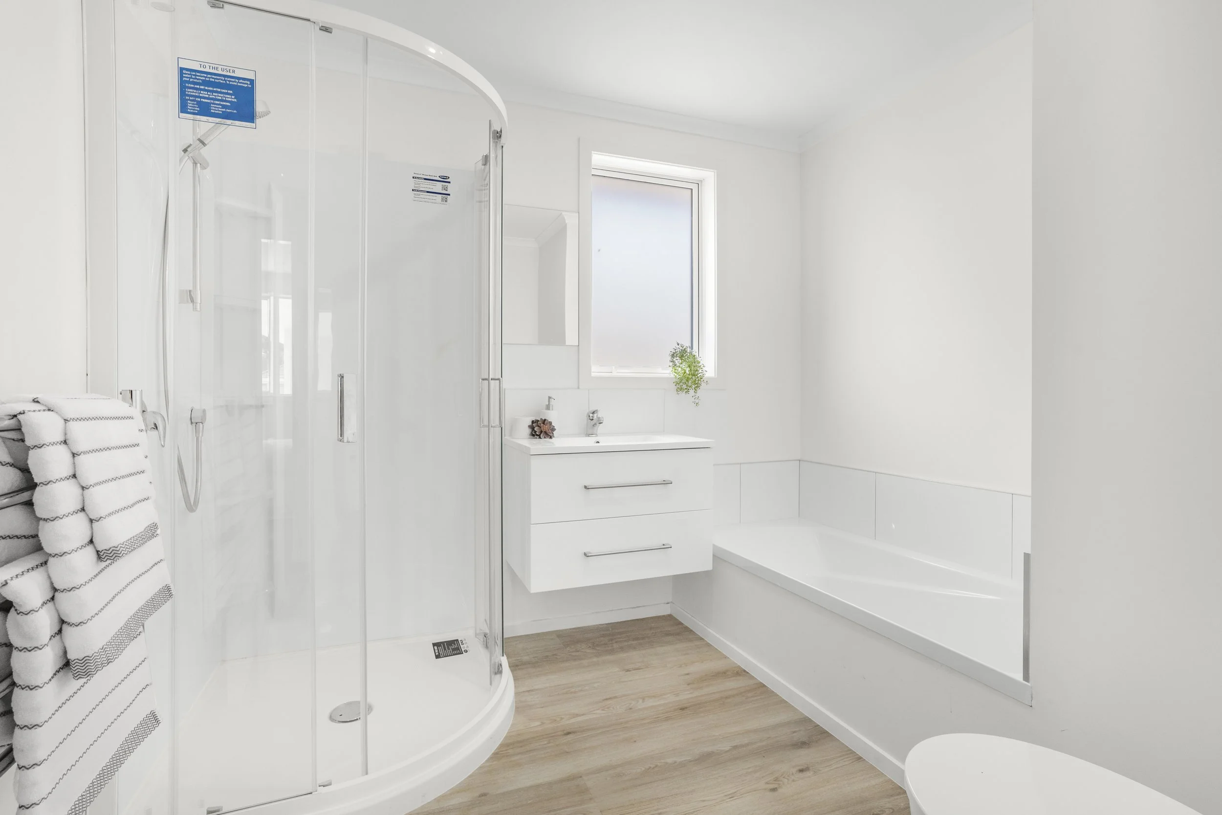 Renovated bathroom, staged bathroom