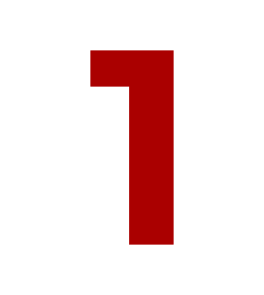 A red number one on a black background.