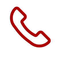 Red outline of a telephone handset.