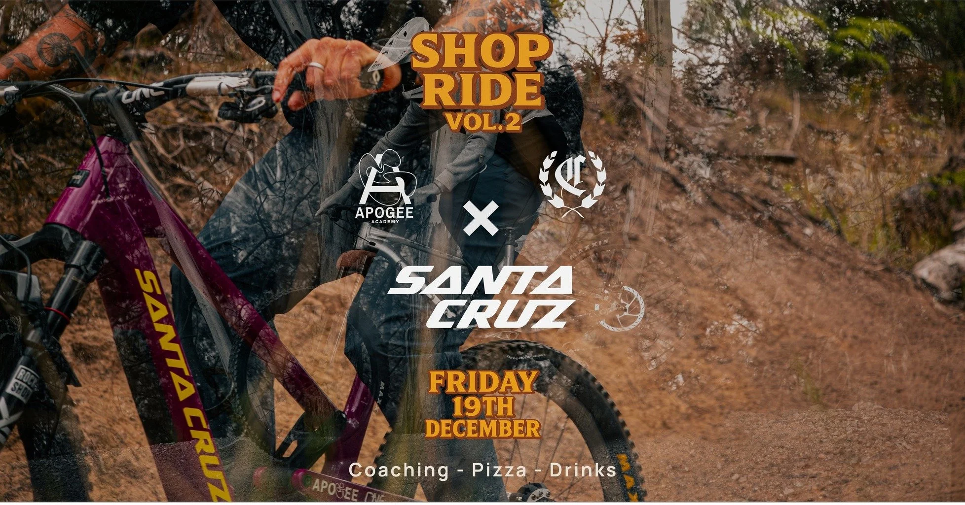Join us for the Christmas shop ride at the Meehan Range, followed by some drinks, food and socialising at Cyclingo apr&eacute;s!

Welcome to the Apogee X Cyclingo shop ride! Our goal is to get the community together for some coachigng and connection.