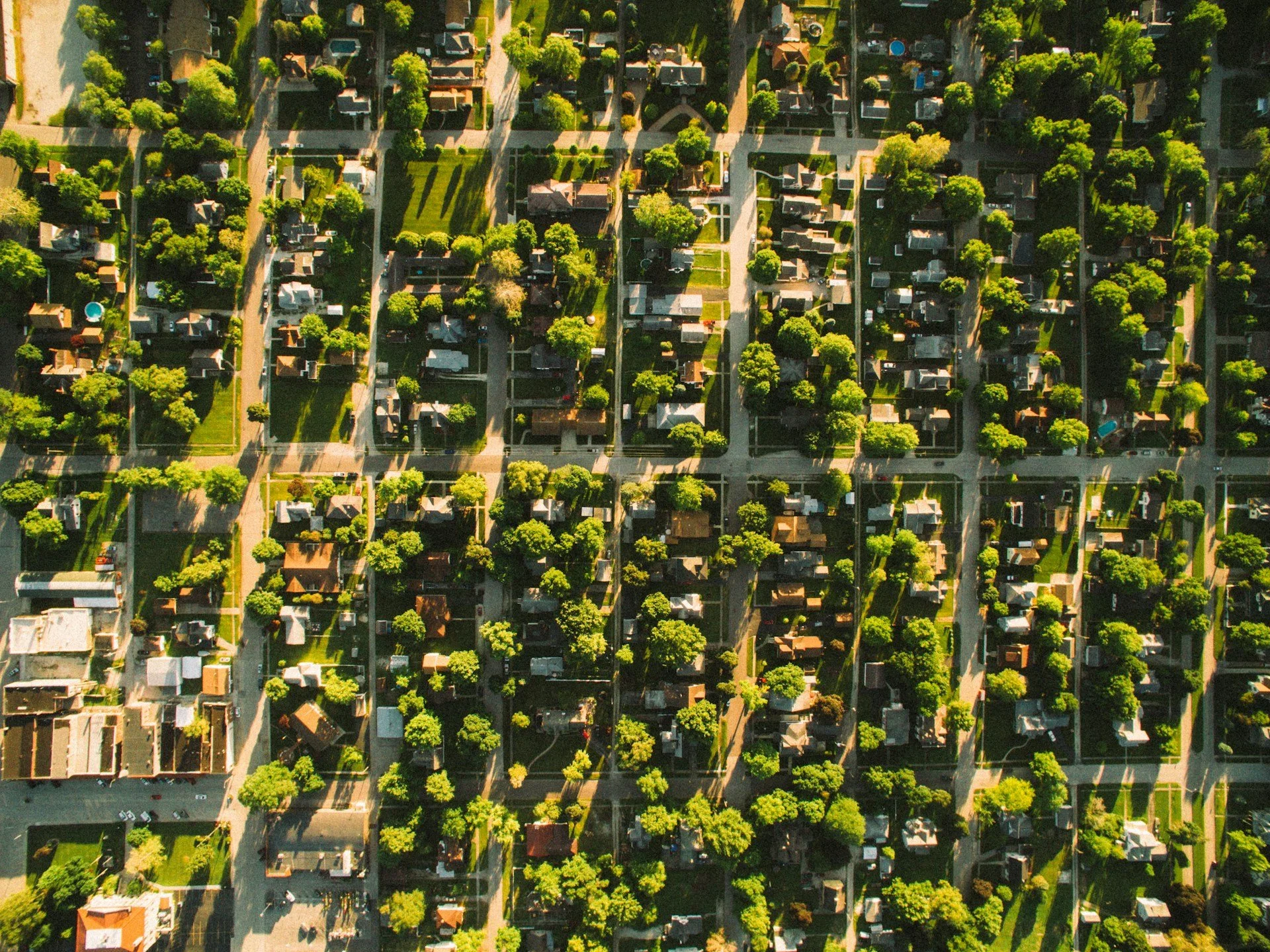 Aerial view of Toronto residential neighborhood – houses, streets, and family-friendly communities in Canada