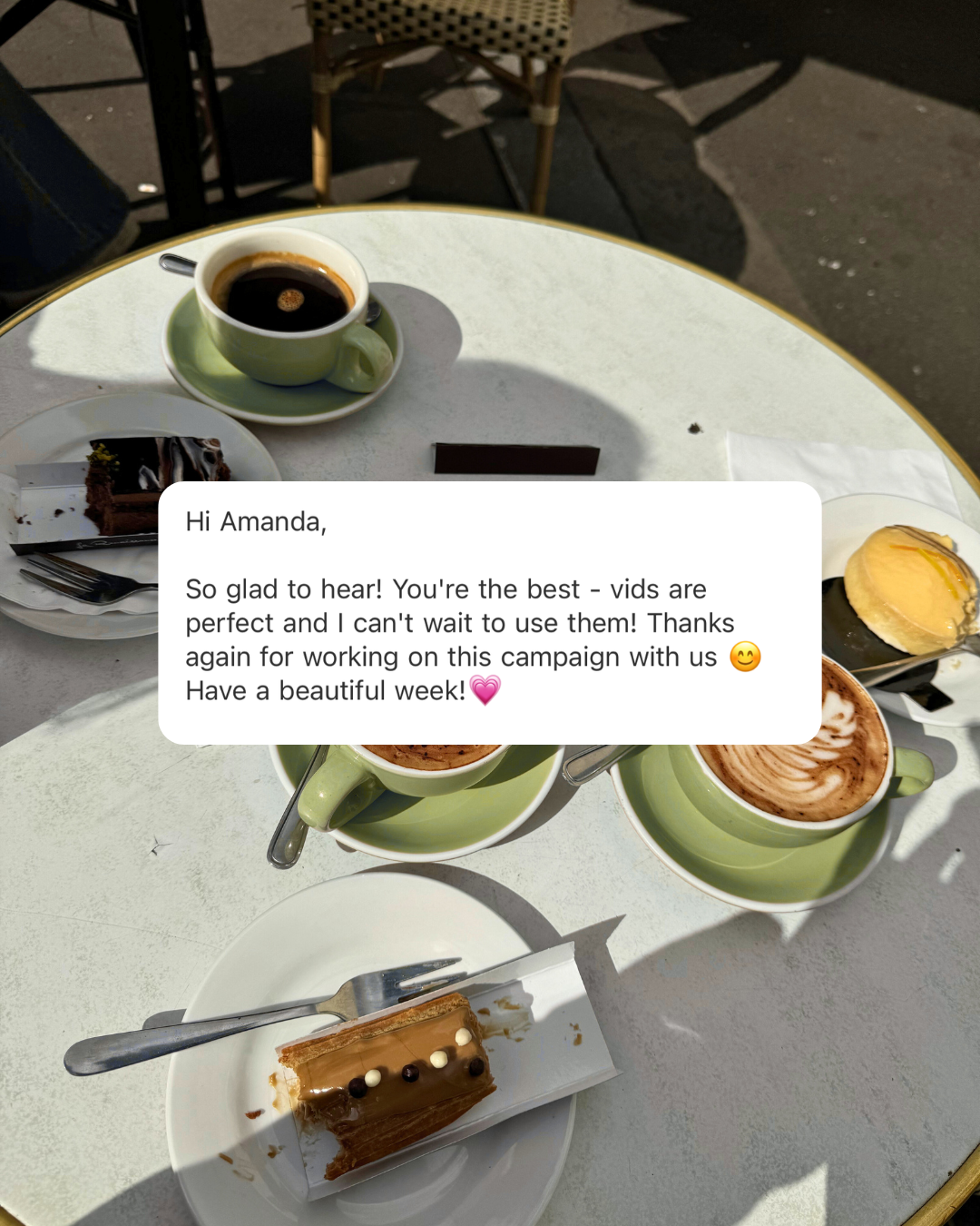 Happy client testimonial about Mandy’s support with content creation and scheduling.