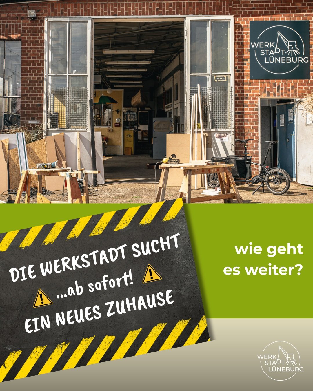 Wir suchen ein neues Zuhause f&uuml;r die WerkStadt! ❤️

Wir suchen einen Ort, an dem Menschen weiterhin gemeinsam bauen, reparieren, ausprobieren, lernen und Ideen verwirklichen k&ouml;nnen. Einen Ort, an dem aus Holz, Metall, Technik und Kreativit&