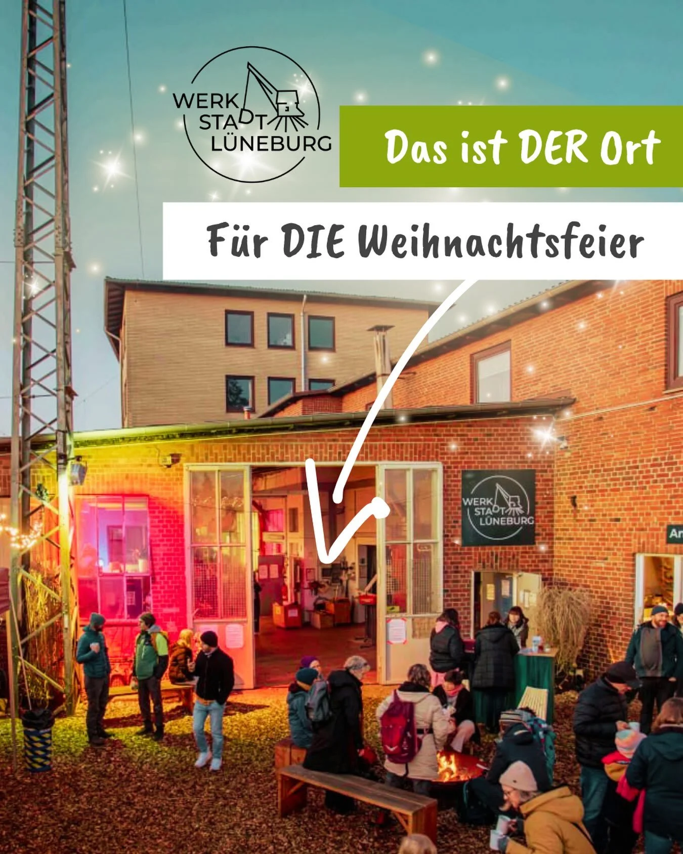 🎄 **Weihnachtsfeier in der WerkStadt &ndash; Bauen. Feiern. Genie&szlig;en.**

Ein stimmungsvoller Ort f&uuml;r **Firmen, Teams und Gruppen** &ndash; mitten in L&uuml;neburg.

🍻 **Ihr bringt euer Team und gute Laune mit.**

☕️ Wir k&uuml;mmern uns 