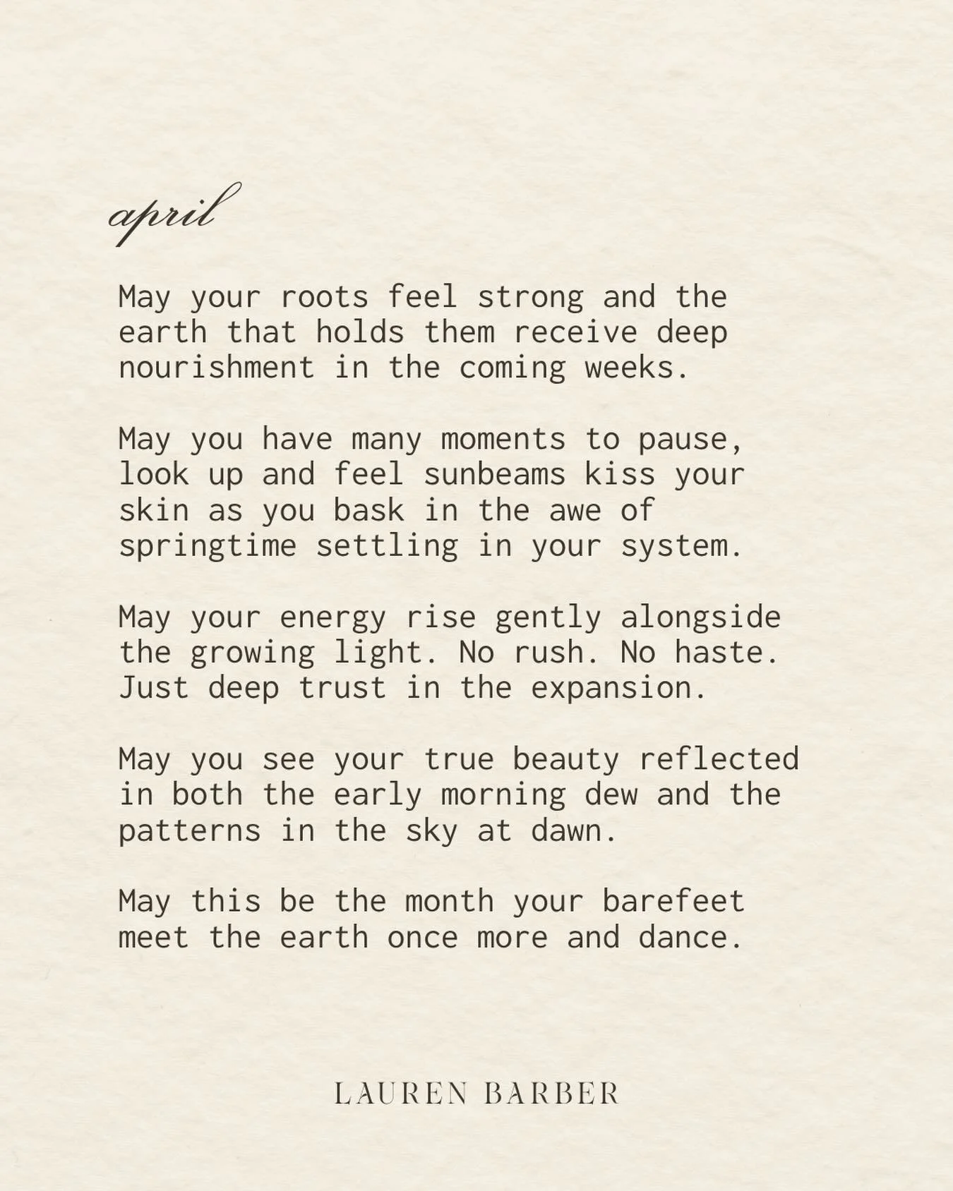 Prayers, hopes and wishes for you all this April. 🌱