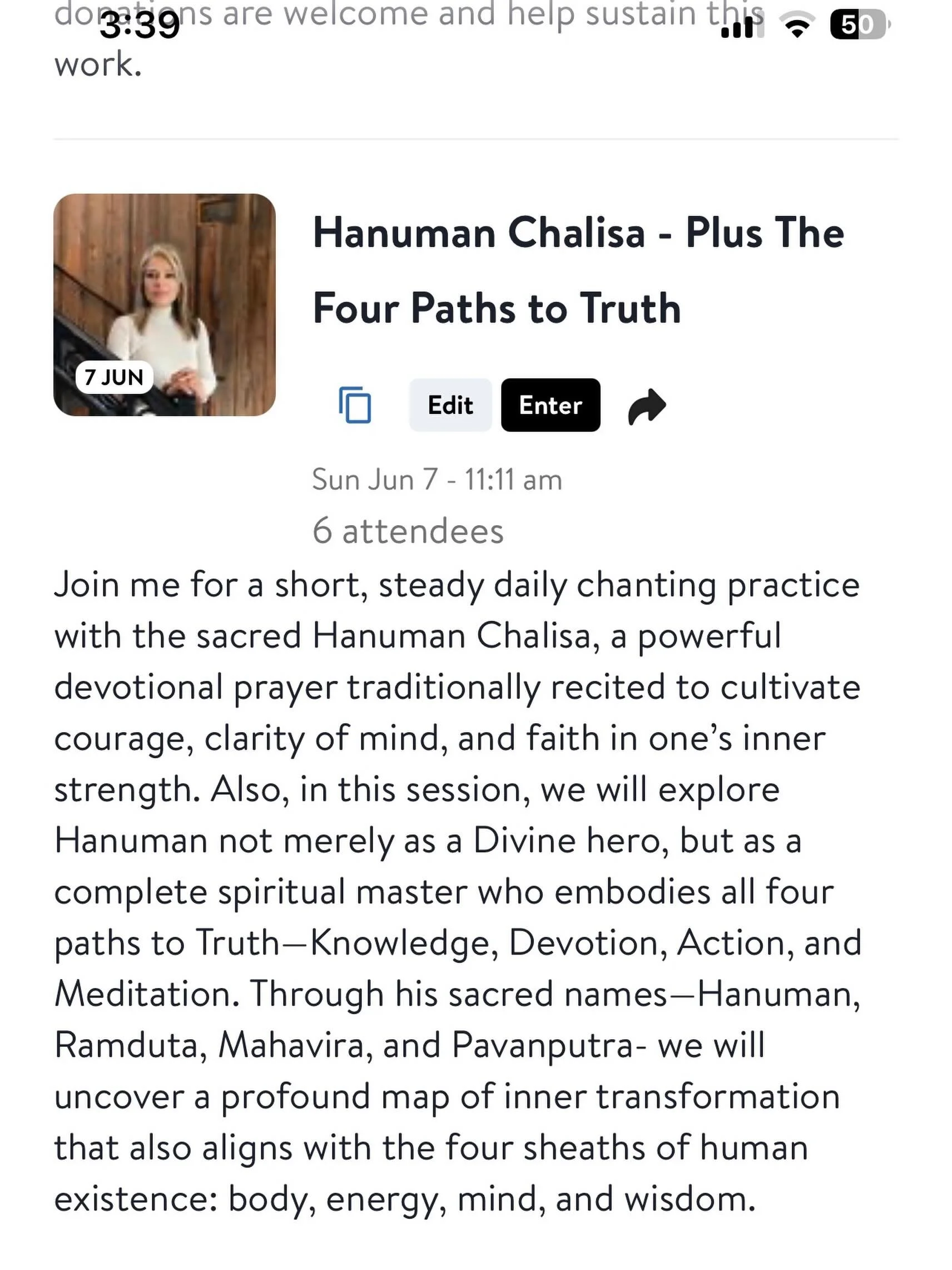 Hanuman Chalisa &ndash; Plus The Four Paths to Truth 
Join me this Sunday for a short, steady daily chanting practice with the sacred Hanuman Chalisa. This powerful devotional prayer is traditionally recited to cultivate courage, clarity of mind, and