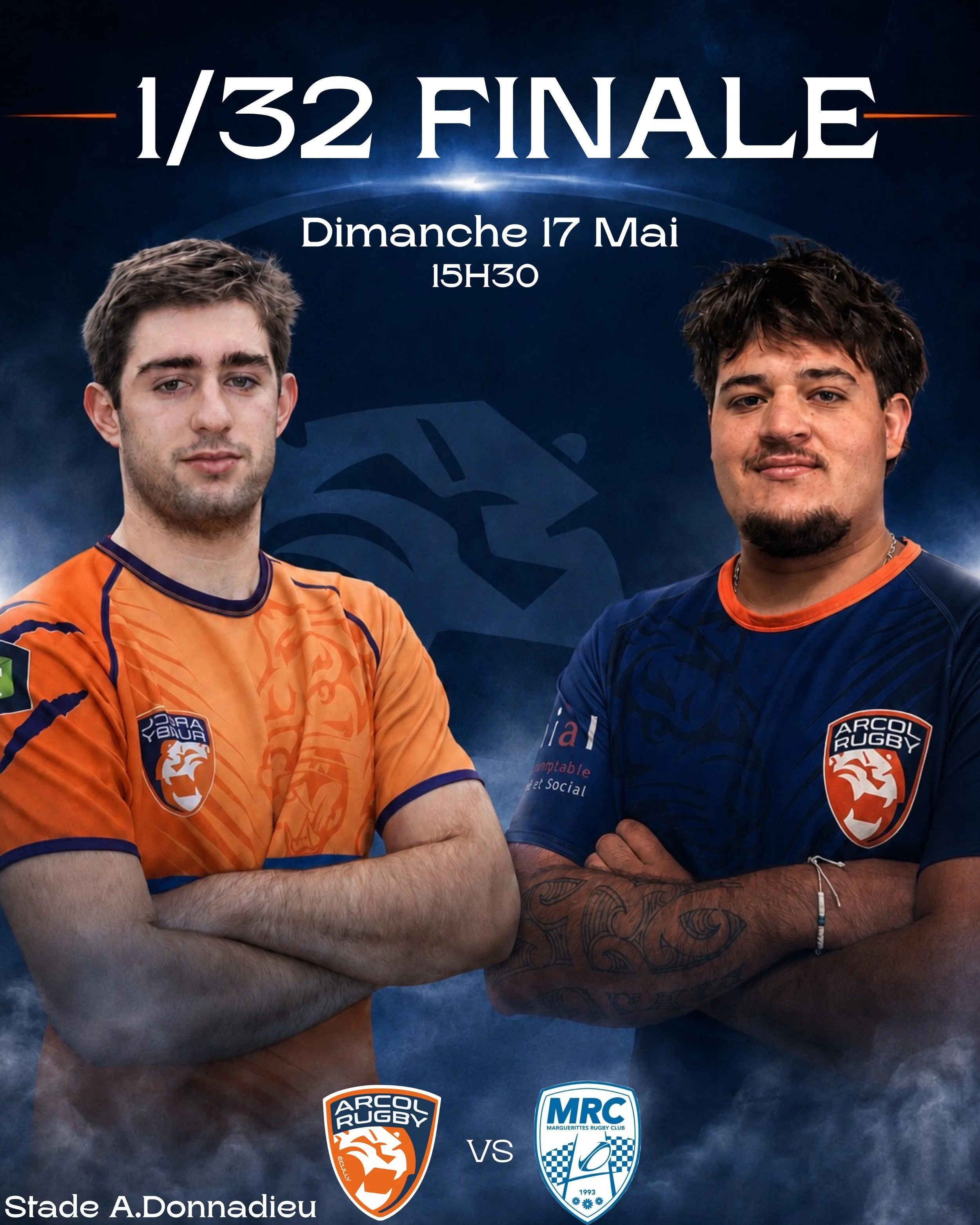 🔵🟠 𝐌𝐚𝐭𝐜𝐡 𝐃𝐚𝐲 ⚔️

Ce dimanche, notre &eacute;quipe s&eacute;niors se rend &agrave; Romans sur Is&egrave;re pour disputer son 𝟏/𝟑𝟐 &egrave;𝐦𝐞 de finale du 𝐜𝐡𝐚𝐦𝐩𝐢𝐨𝐧𝐧𝐚𝐭 𝐝𝐞 𝐅𝐫𝐚𝐧𝐜𝐞 de R2 !🏉

On vous attend nombreux pour p