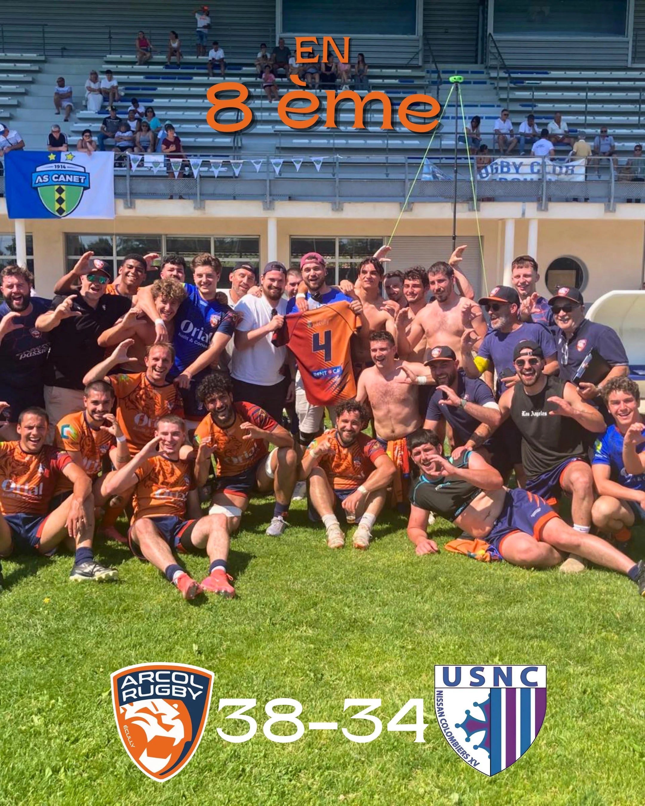𝐈𝐥𝐬 𝐥'𝐨𝐧𝐭 𝐟𝐚𝐢𝐭 ! 💙🧡

Ce dimanche nos seniors jouaient leurs 𝟏𝟔 &egrave;𝐦𝐞 𝐝𝐞 𝐟𝐢𝐧𝐚𝐥𝐞 du championnat de France contre Nissan Colombiers &agrave; Sorgues 🏉

Quelle belle victoire ! Apr&egrave;s un match ma&icirc;tris&eacute;, n