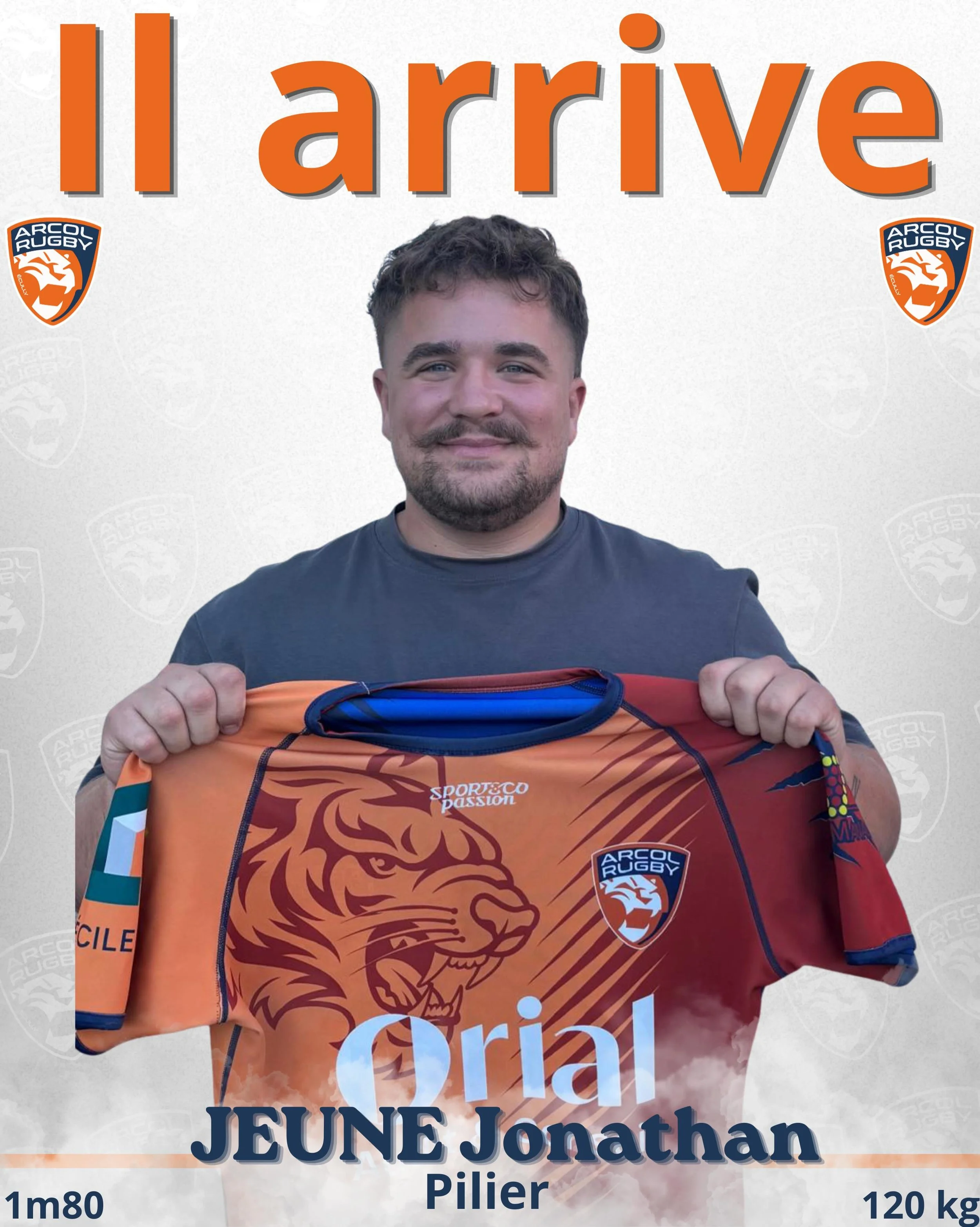🚨𝗔𝗹𝗲𝗿𝘁𝗲 𝗿𝗲𝗰𝗿𝘂𝘁𝗲𝗺𝗲𝗻𝘁 🔵🟠

Et voil&agrave; nous y sommes, la premi&egrave;re recrue pour la saison 2026-2027 en R1. 🔥

JEUNE Jonathan 
1m80
120kg 

Bienvenue &agrave; toi Jonathan ! 

Forza Arcol 💙🧡