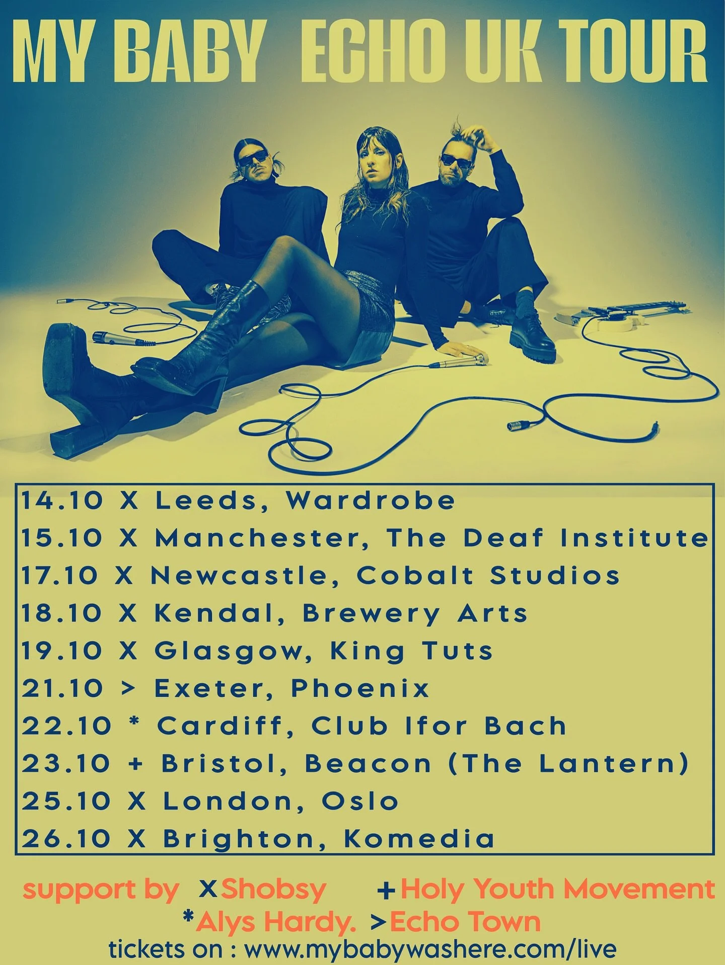ECHO goes UK ! 🇬🇧 be prepared for a night with MY BABY and one of these great supports! we are on our way as we speak, so see you ssssoon! and if you can&rsquo;t make it, you could help us by tagging people you know that wouldn&rsquo;t want to miss