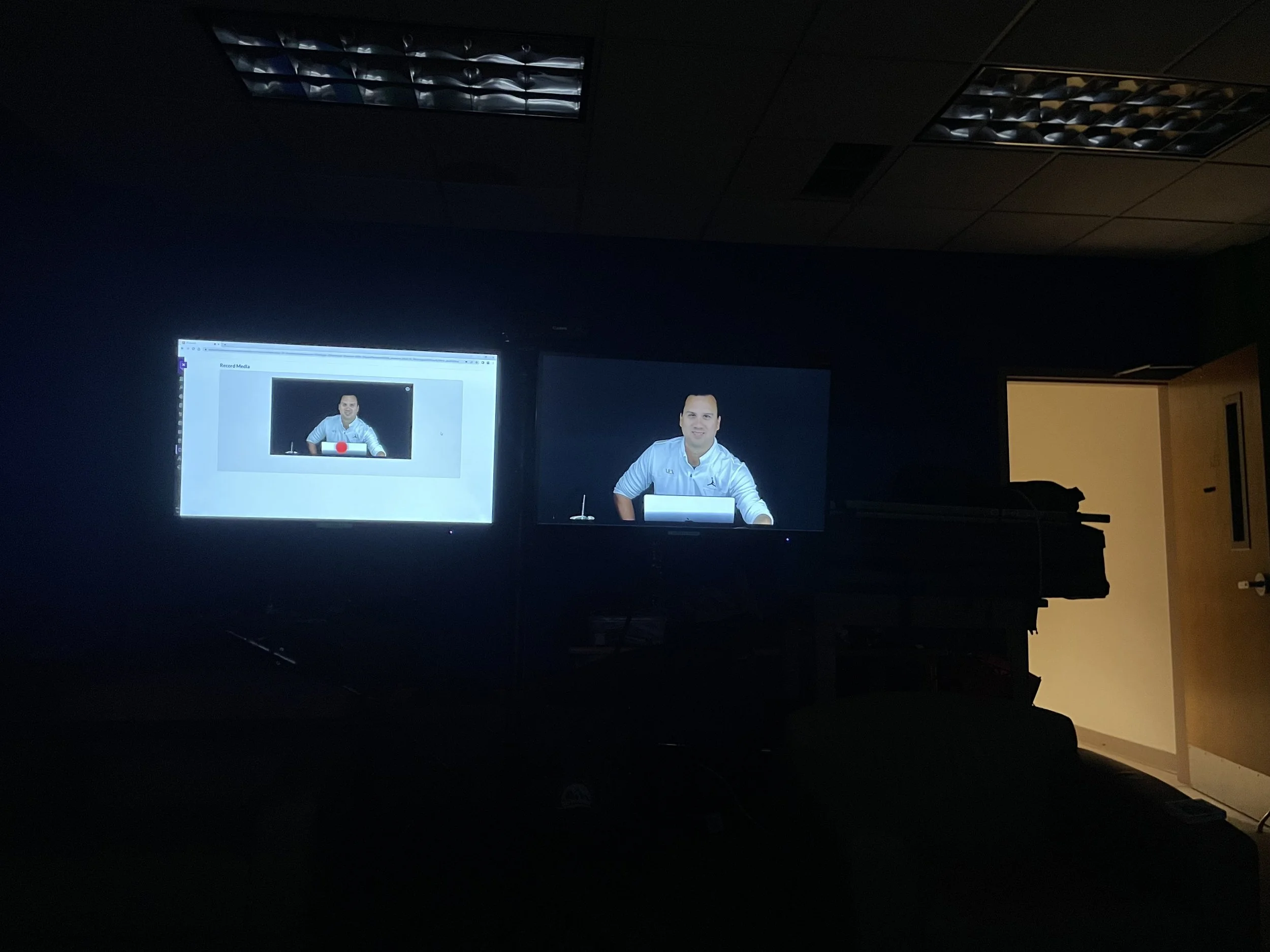 First-person point-of-view from the Lightboard. Here, I check to ensure everything is running smoothly.