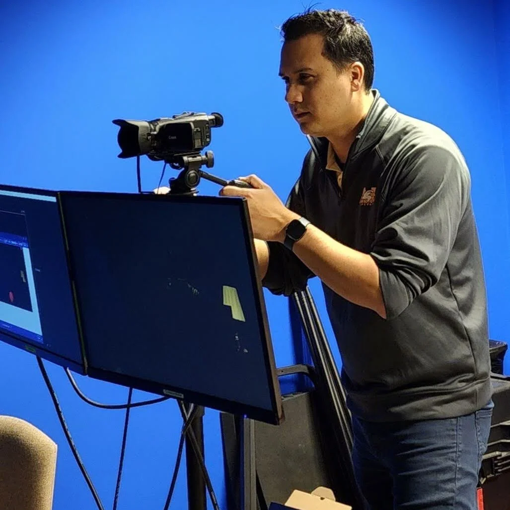 I set up the camera for our Lightboard in our studio.