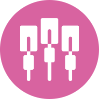 Illustration of four white popsicles on sticks against a pink circular background.