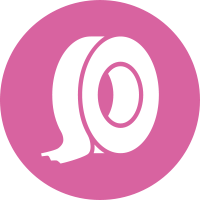 Pink circle with white stylized number 10.