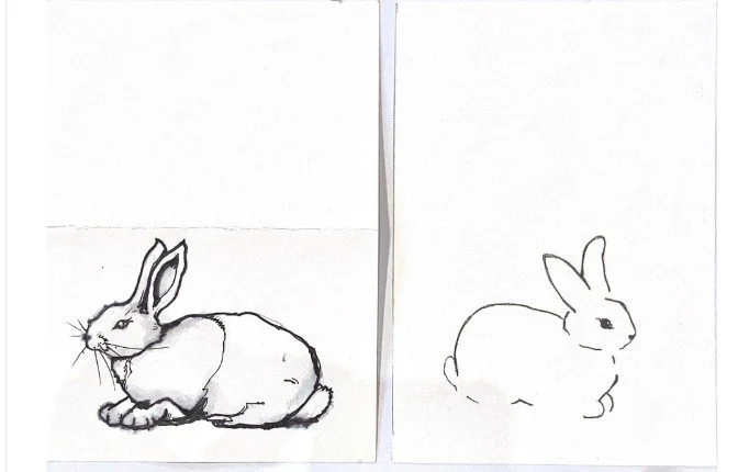 Two Bunnies , A4 , suitable as two cards