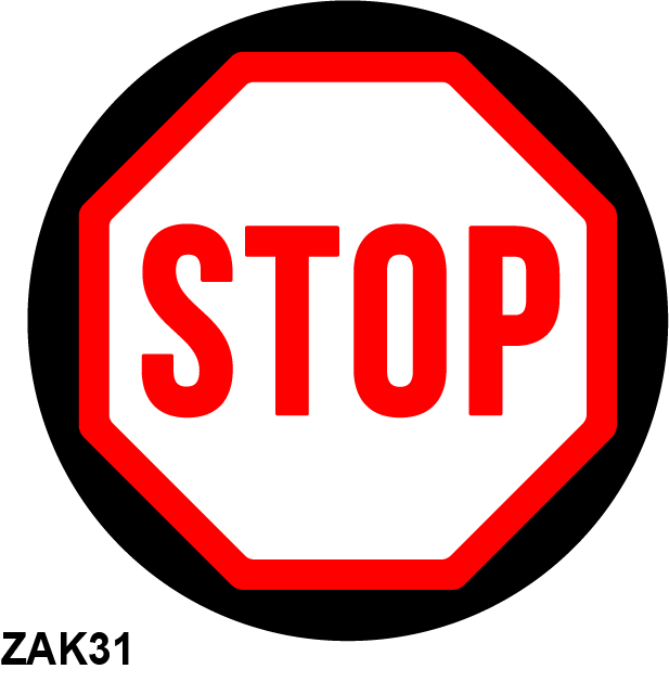 Glass gobo STOP reversed