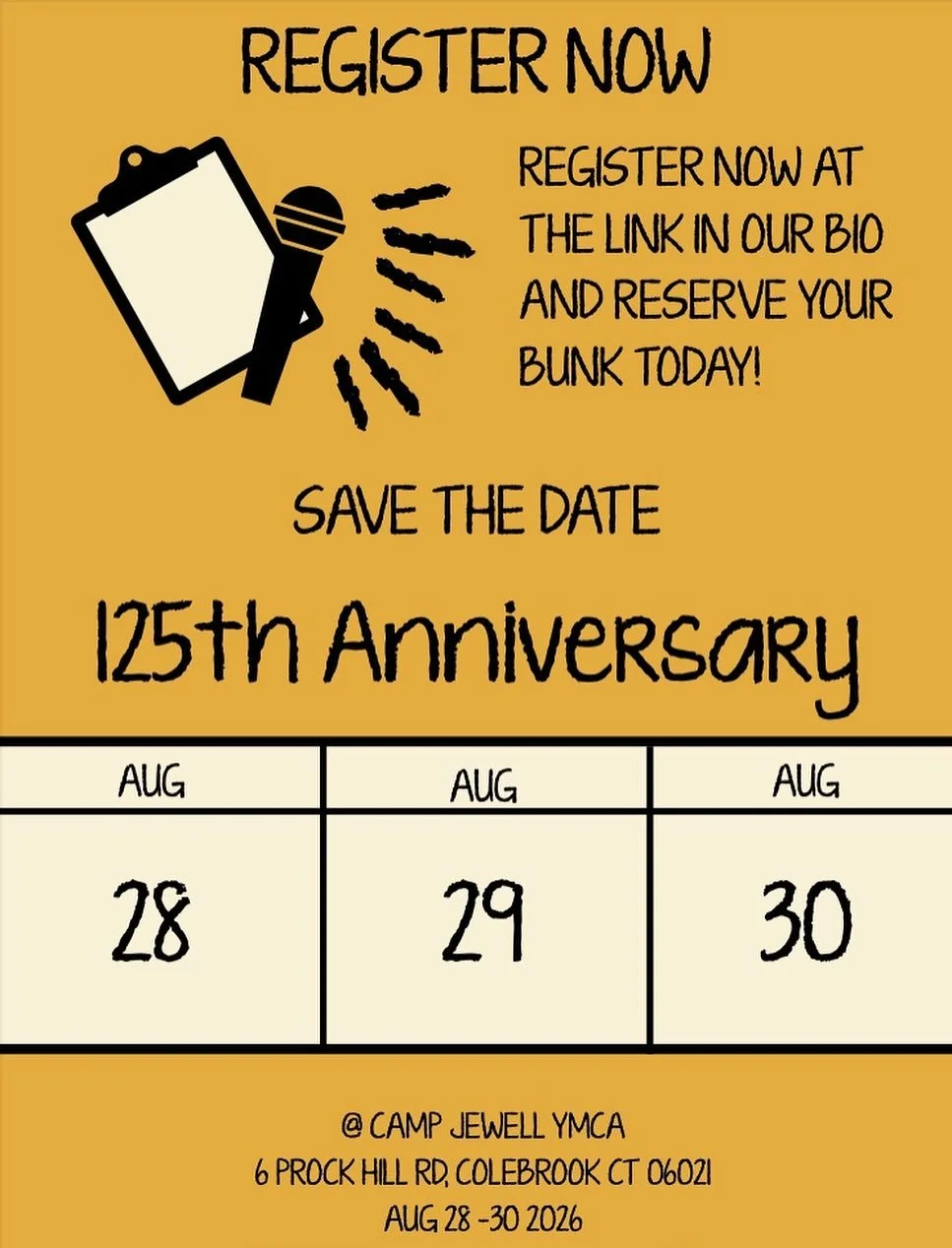 New year, new reminder! Please join us for camp&rsquo;s 125th Anniversary Aug 28-30. You can reserve your spot with us today at the link in our bio 
⭐️⭐️⭐️
If you&rsquo;ve already registered with us and paid &mdash; hang tight. We&rsquo;ll be sending