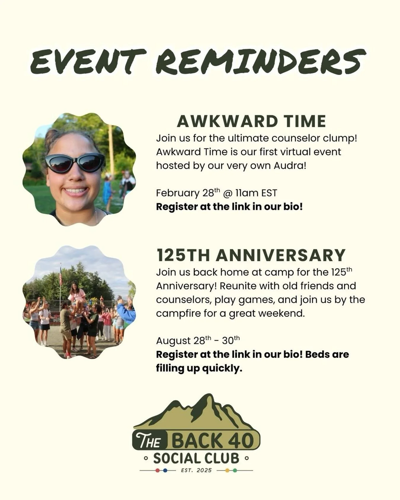 A look at our upcoming event calendar &mdash; we&rsquo;ll be adding more as we go! Please continue signing up, telling fellow alum, and sharing your photos with us.