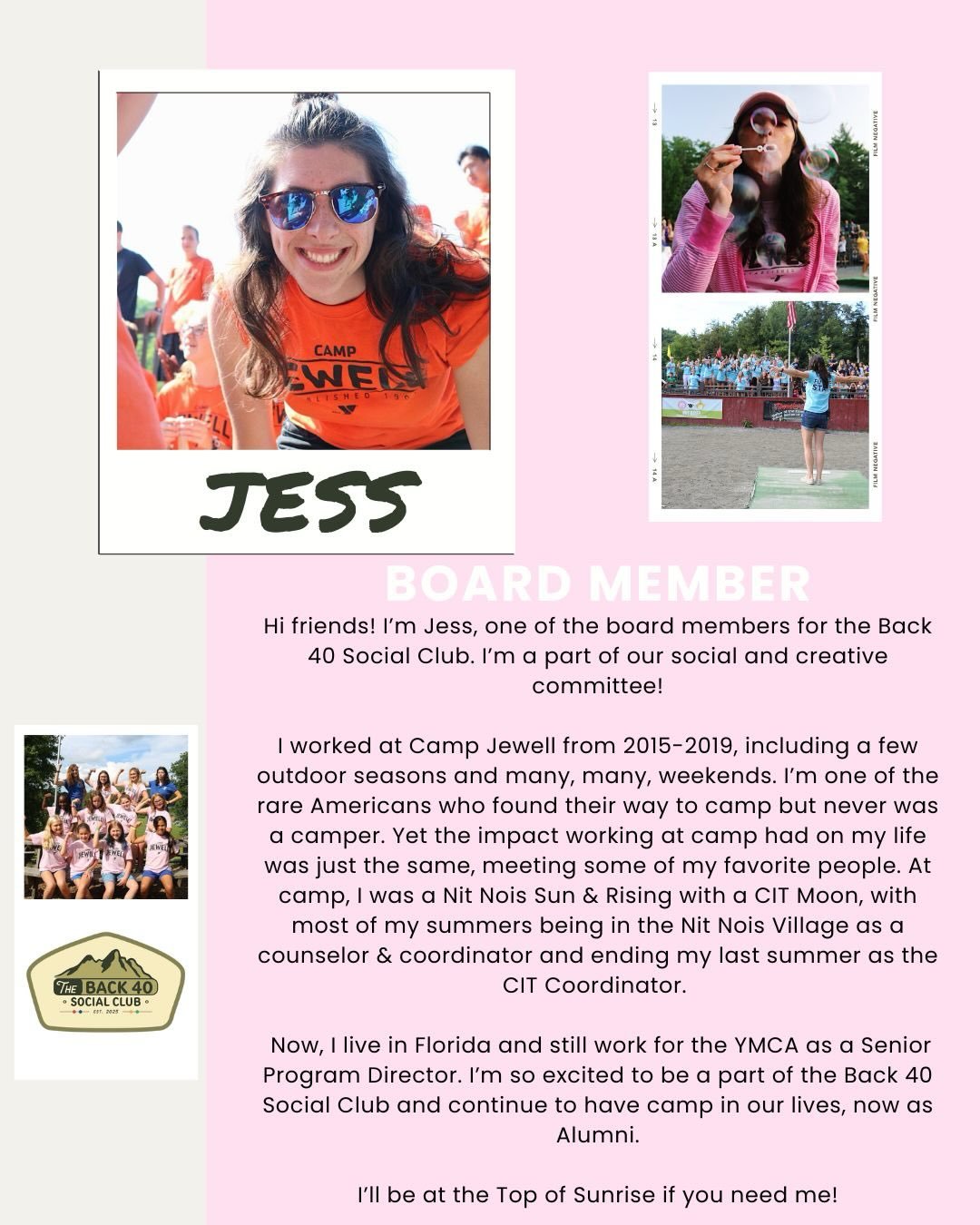 Extra, Extra! Closing out our Back 40 Board Member Spotlights with the one and only @jessmarciante! We&rsquo;re so excited for all that&rsquo;s to come with the Back 40 Social Club, thanks for being a part of it ❤️💙💛💚