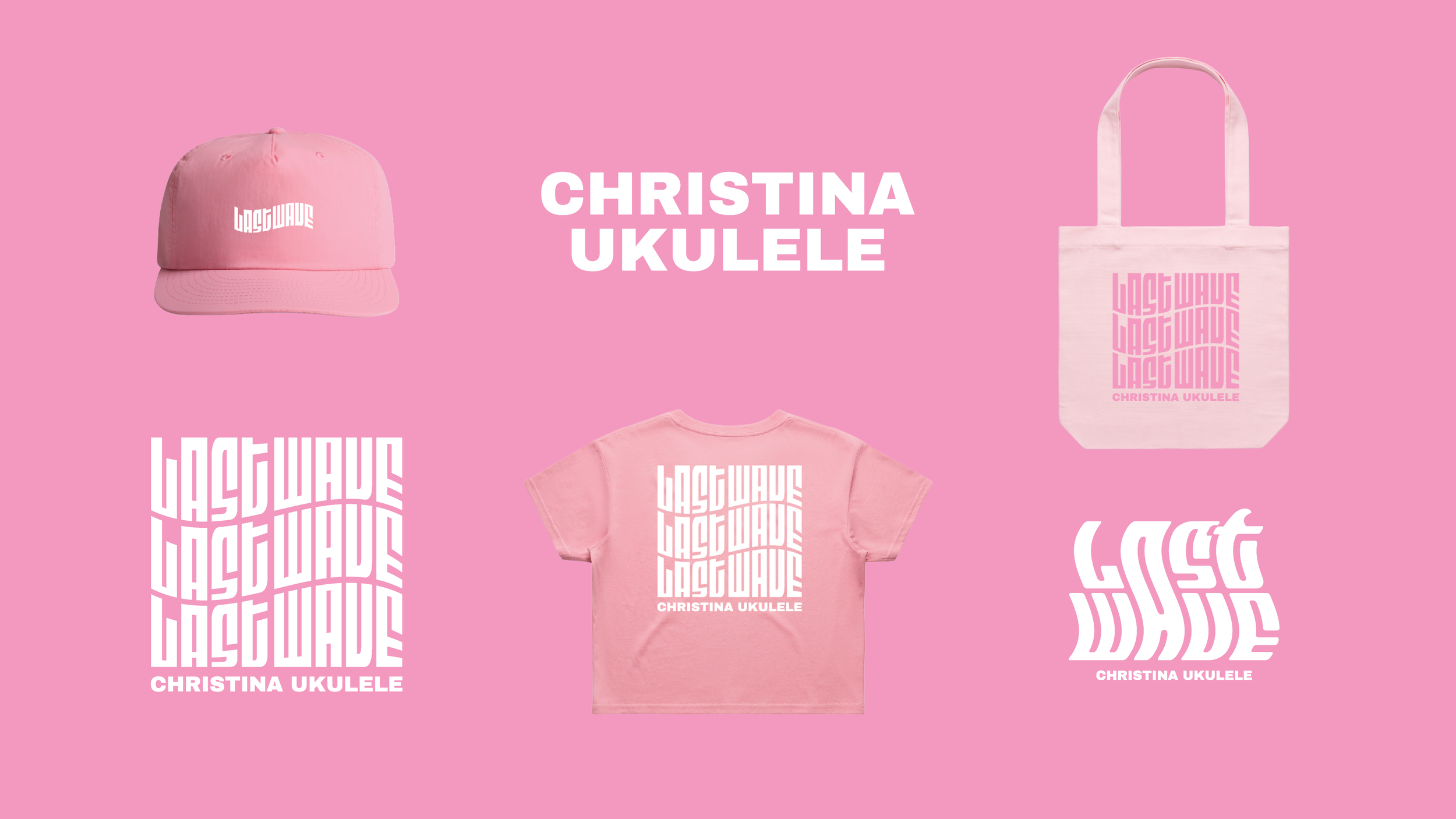 Custom merch design including tote bags, caps and apparel for Christina Ukulele.