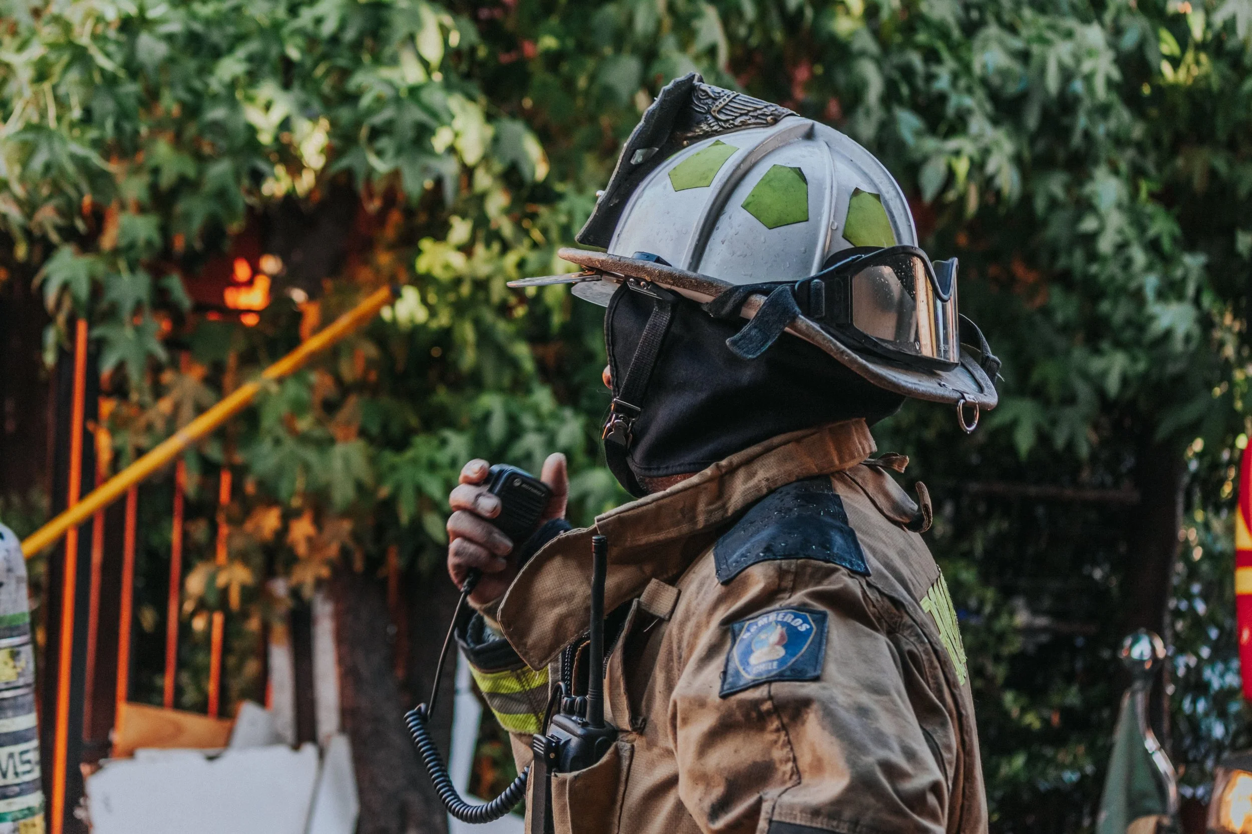 A side profile of a firefighter for a page on trauma and PTSD therapy tailored towards first responders in Ontario.