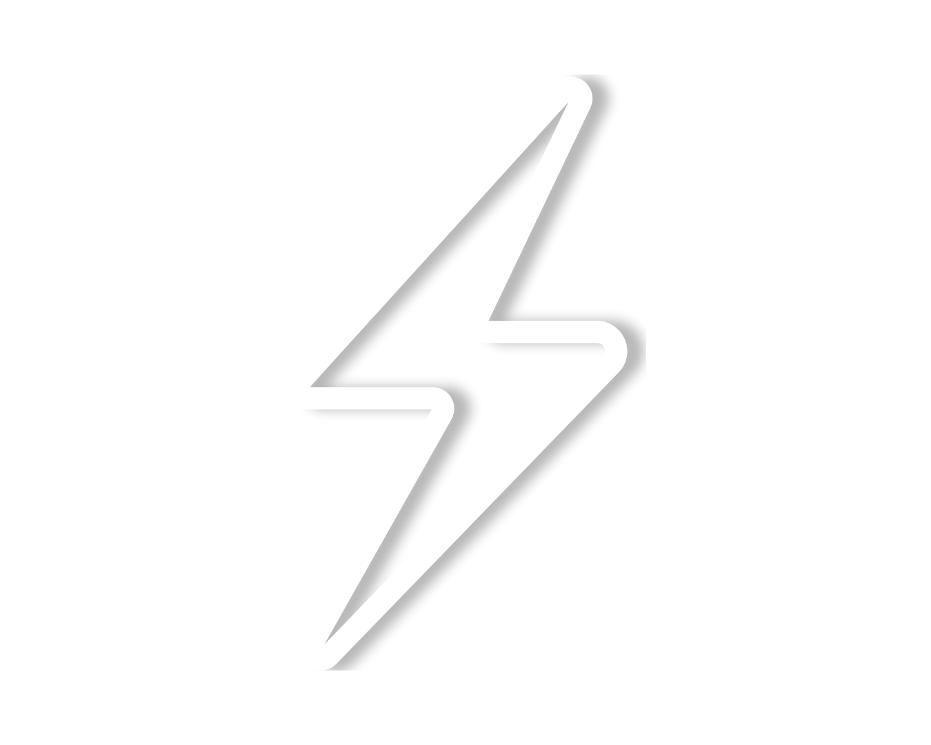 A white lightning bolt icon with a black shadow on a black background.