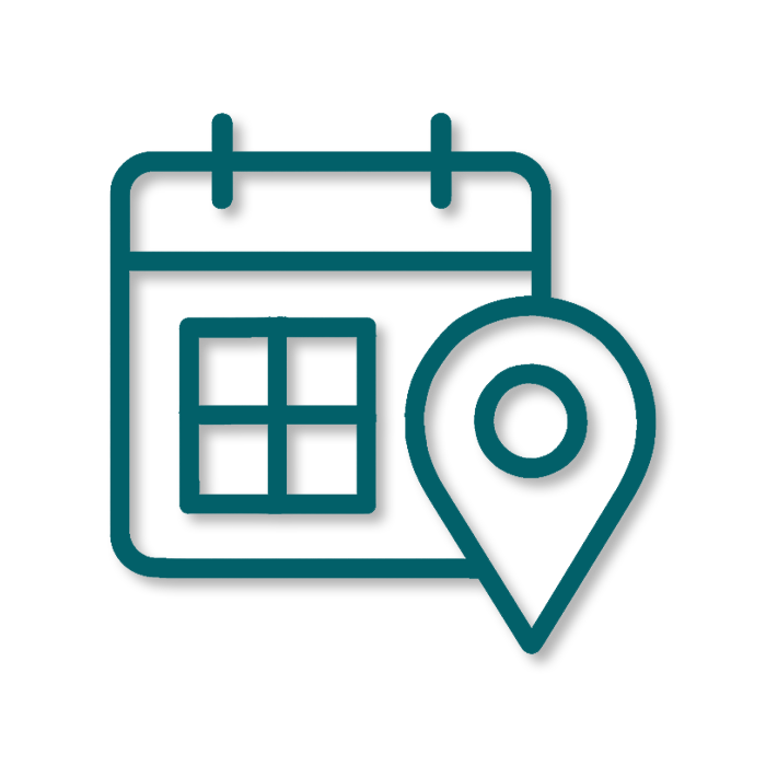 Calendar with a location pin icon overlay