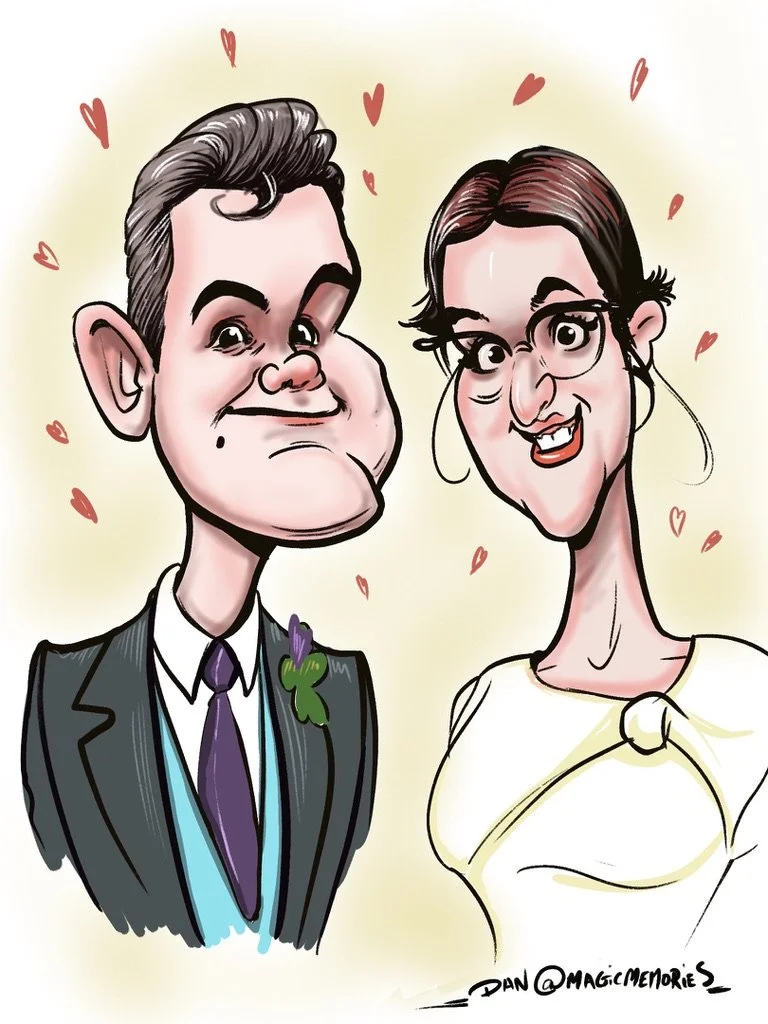 ipad caricature of wedding couple