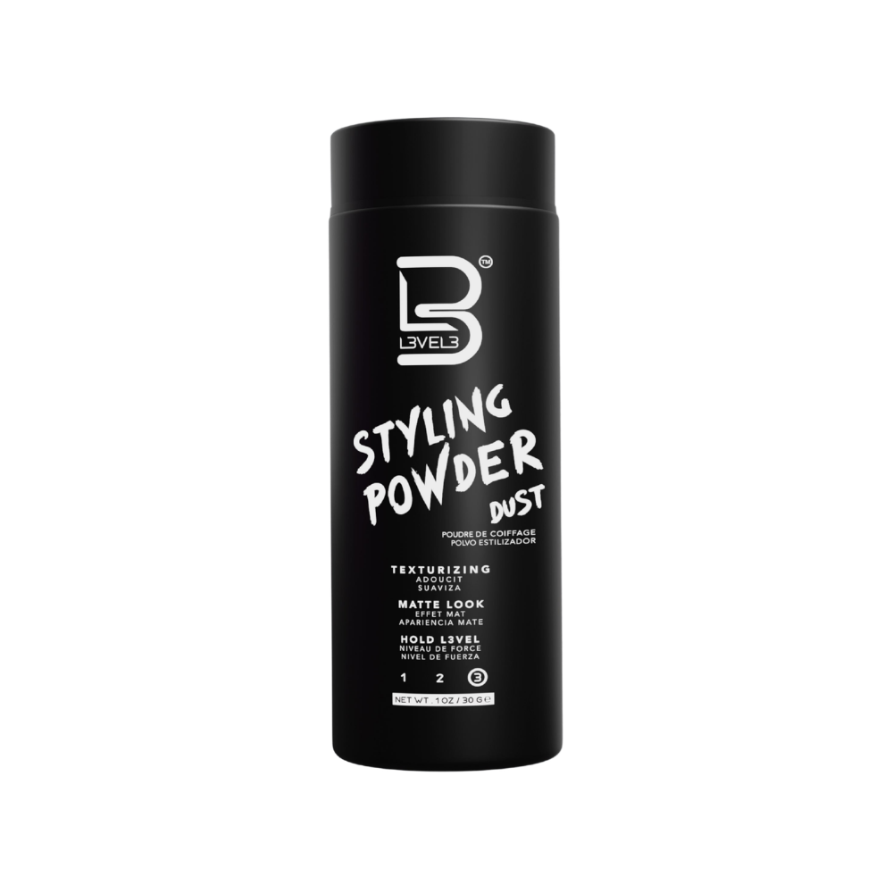Black Tube Styling Powder Dust L3vel3 Strong Hold Matte 60g Level Up Barber St Morris Adelaide