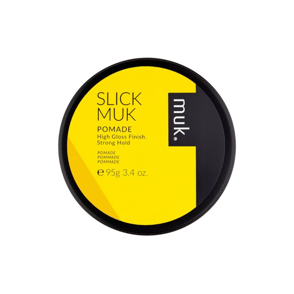 Yellow Slick Muk Pomade High Gloss Finish Strong Hold 95g Level Up Barber Adelaide St Morris
