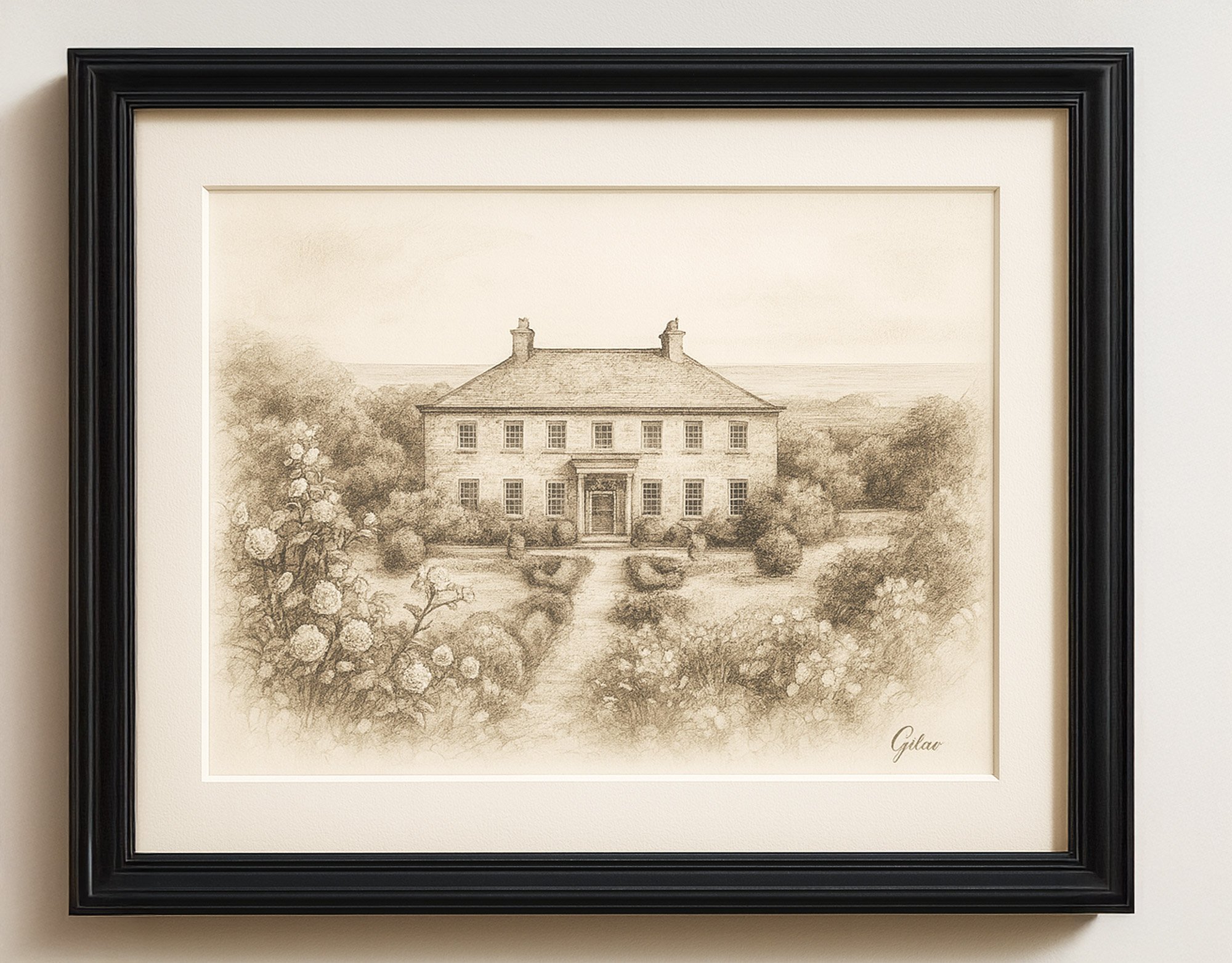 The sepia effect was inspired by Victorian sketchbooks used to record beloved family homes.