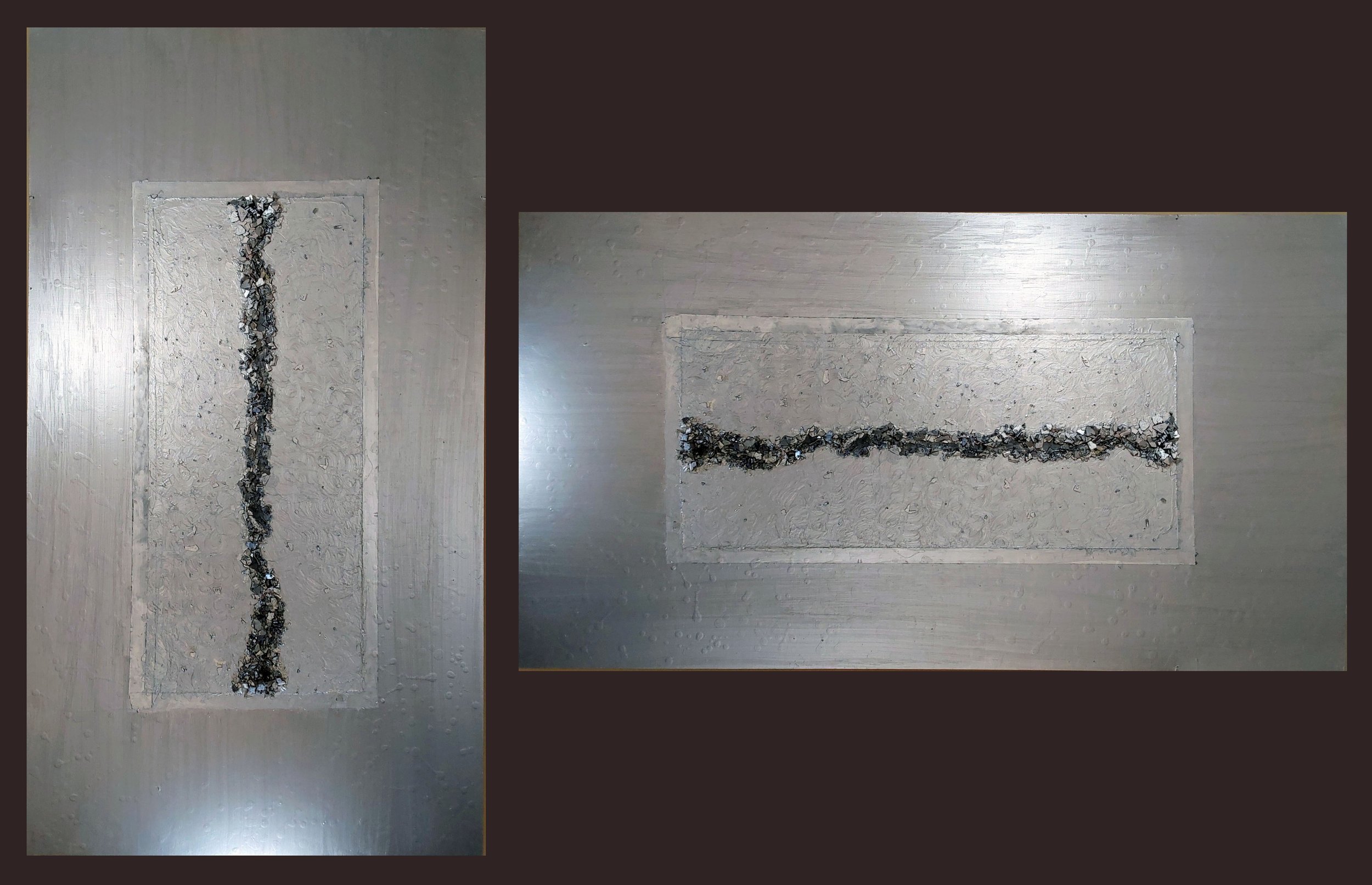 "CREVICE" (50 x 28 in.) or (28 x 50 in.) Mixed Media Acrylic Paint on Acrylic Panel with Textured Medium / May be displayed as horizontal or vertical