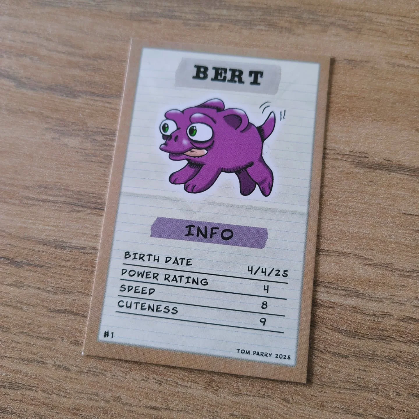 Bert...in card form! If you purchase a Bert from the Etsy Shop you will now also receive a Bert card! #buyabert #tomparrycollectablecharacters #tradingcard #arttoy #collectible #characterdesign #illustration #creaturedesign #monster #alien #cute