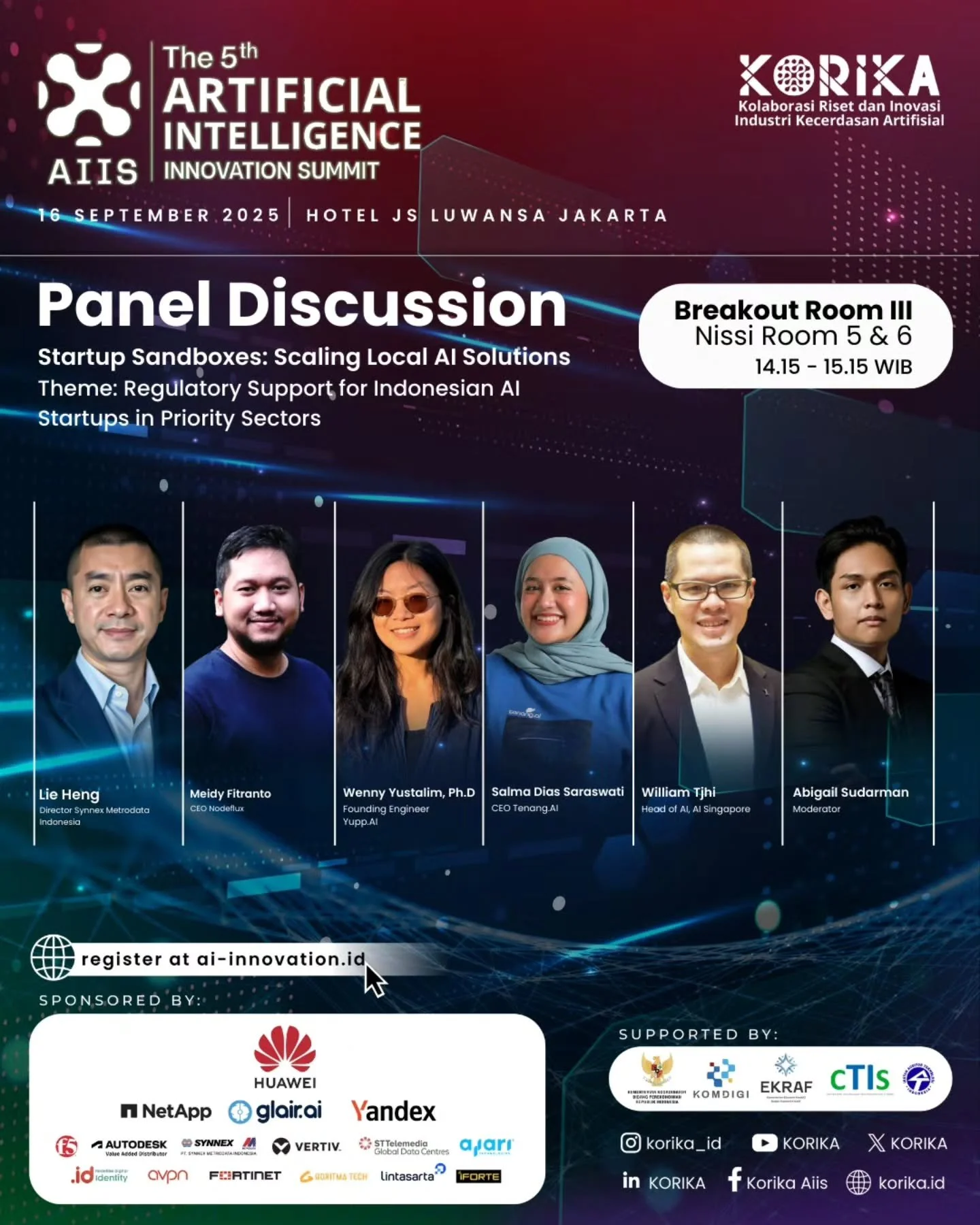 🧠 AI for a Sustainable Future: Bridging Innovation and Humanity

I&rsquo;m honored to be speaking at The 5th Artificial Intelligence Innovation Summit (AIIS) as Synnex Metrodata Indonesia's Director, where I&rsquo;ll explore how we can shape a futur