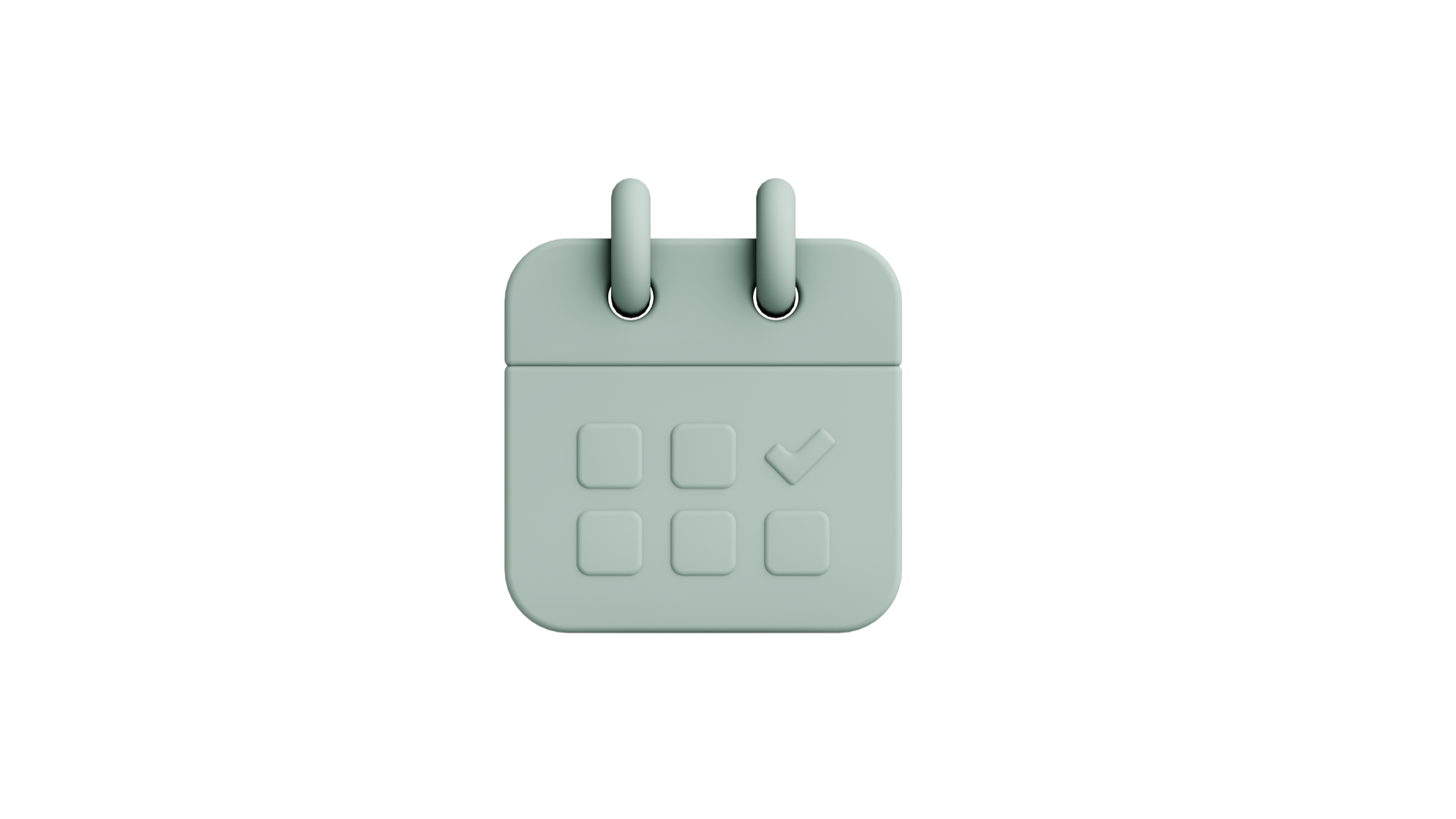 Outline of a calendar with six squares and a checkmark on one of the squares, indicating a scheduled event.