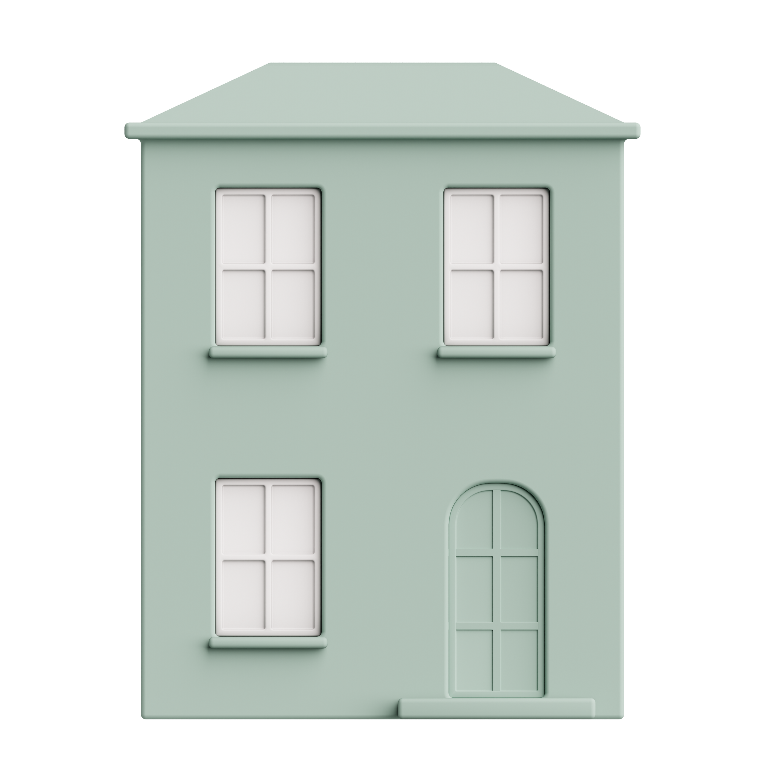 Image of a sage green house. 