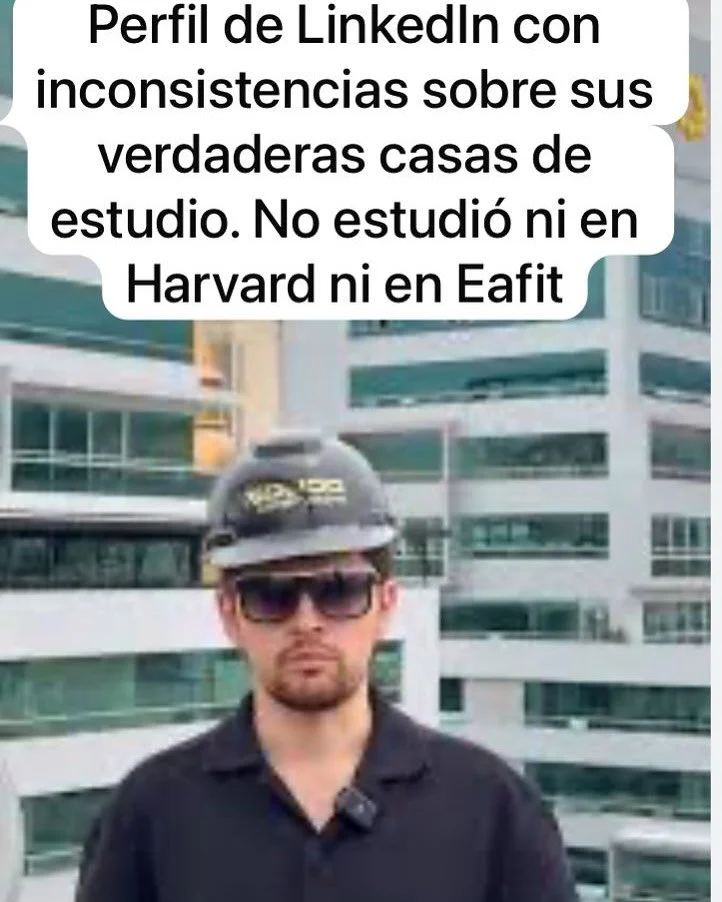 Alejandro Torres o Alejandro Towers, &ldquo;Ejecutivo Comercial&rdquo; de S&oacute;lido Constructora indica en su perfil que estudi&oacute; MBA en Harvard y pregeado en Eafit, informaci&oacute;n que es falsa. Estudi&oacute; en TdeA aqu&iacute; est&aa