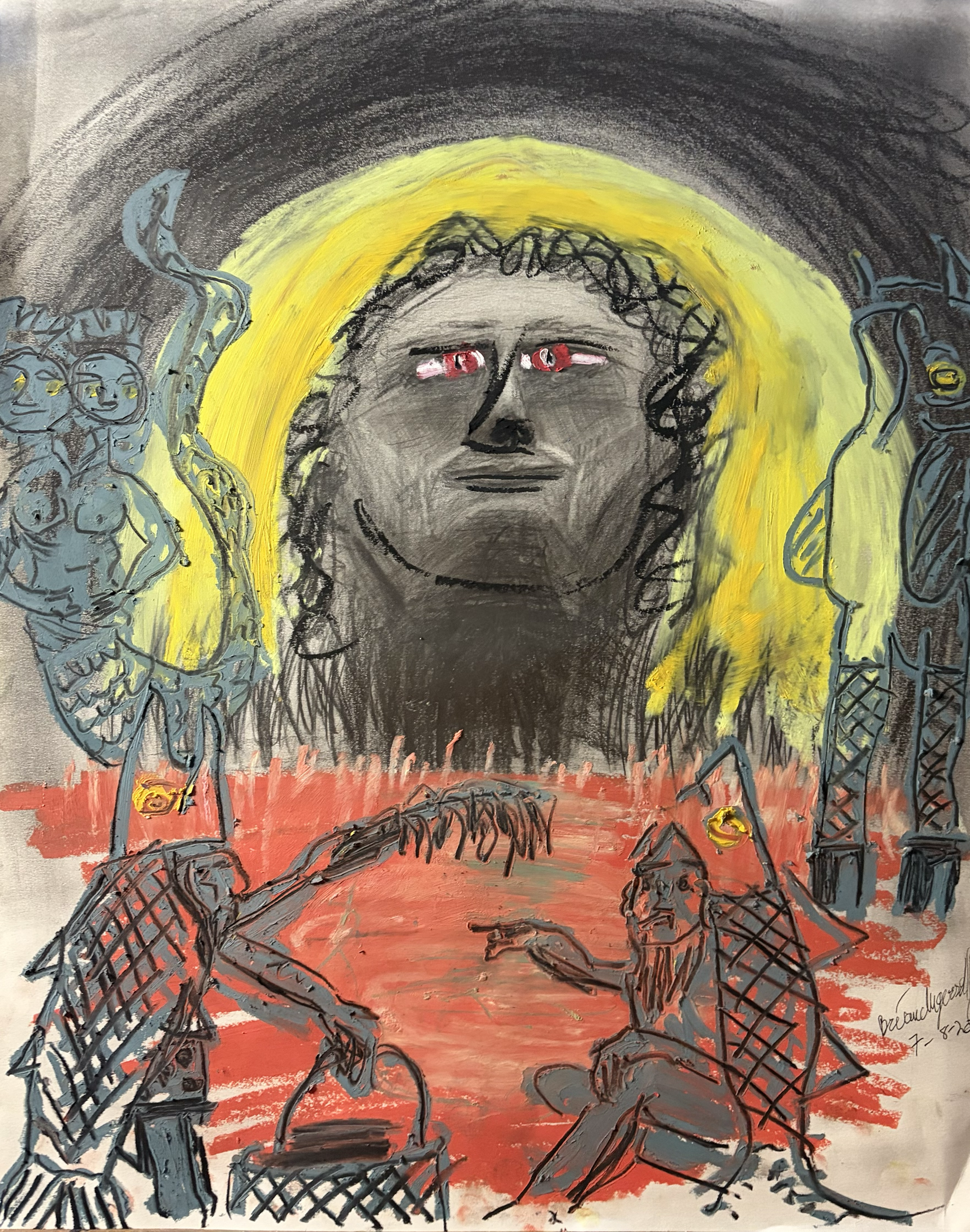 "Sea Witches" (2026)
Oil Pastels, Charcoal, Oil Pitt Pencil on Paper, 14" x 17"
$75