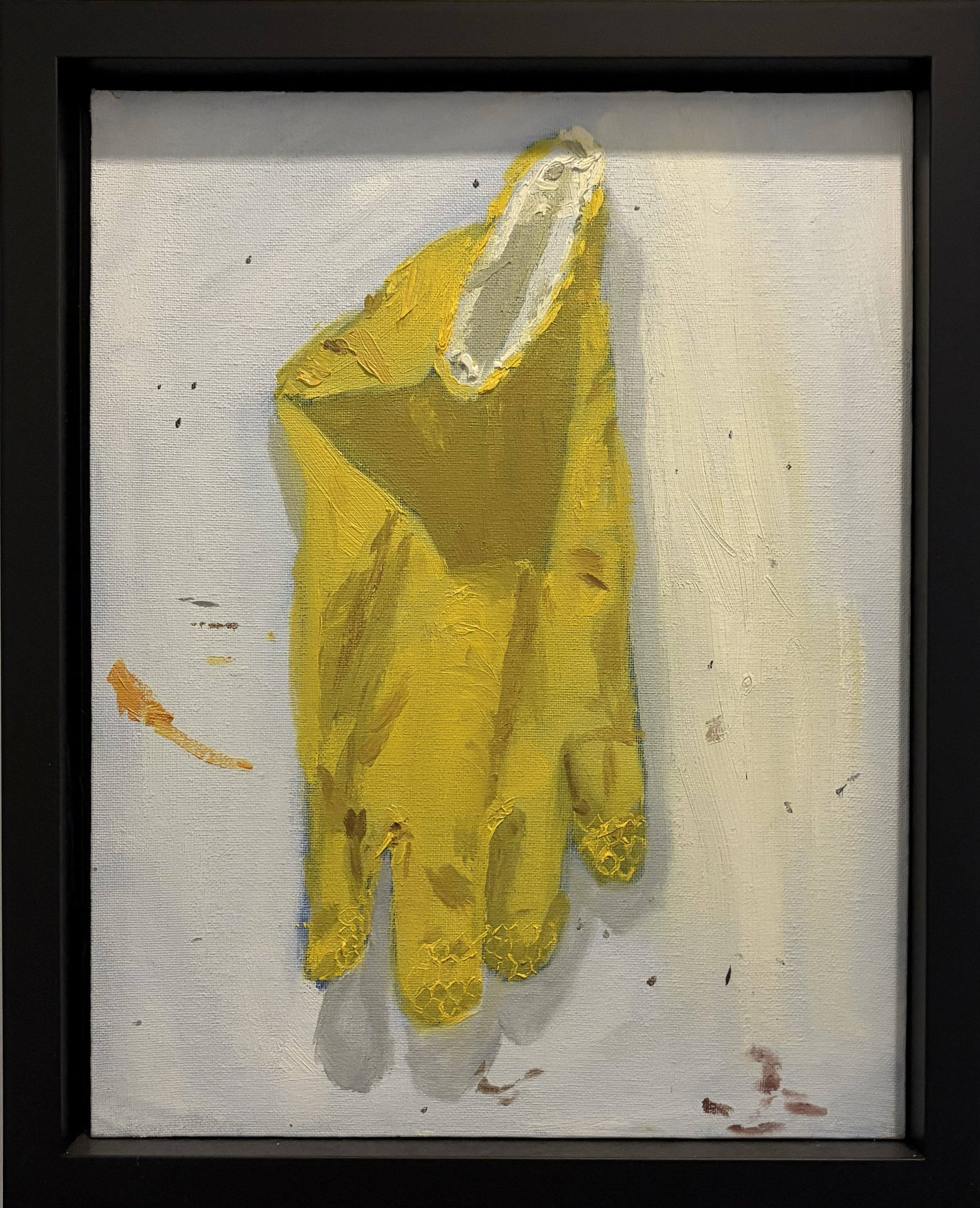 "Yellow Latex Cleaning Glove" (2019)
Oil on Board in Frame, 9" x 12"
($75)